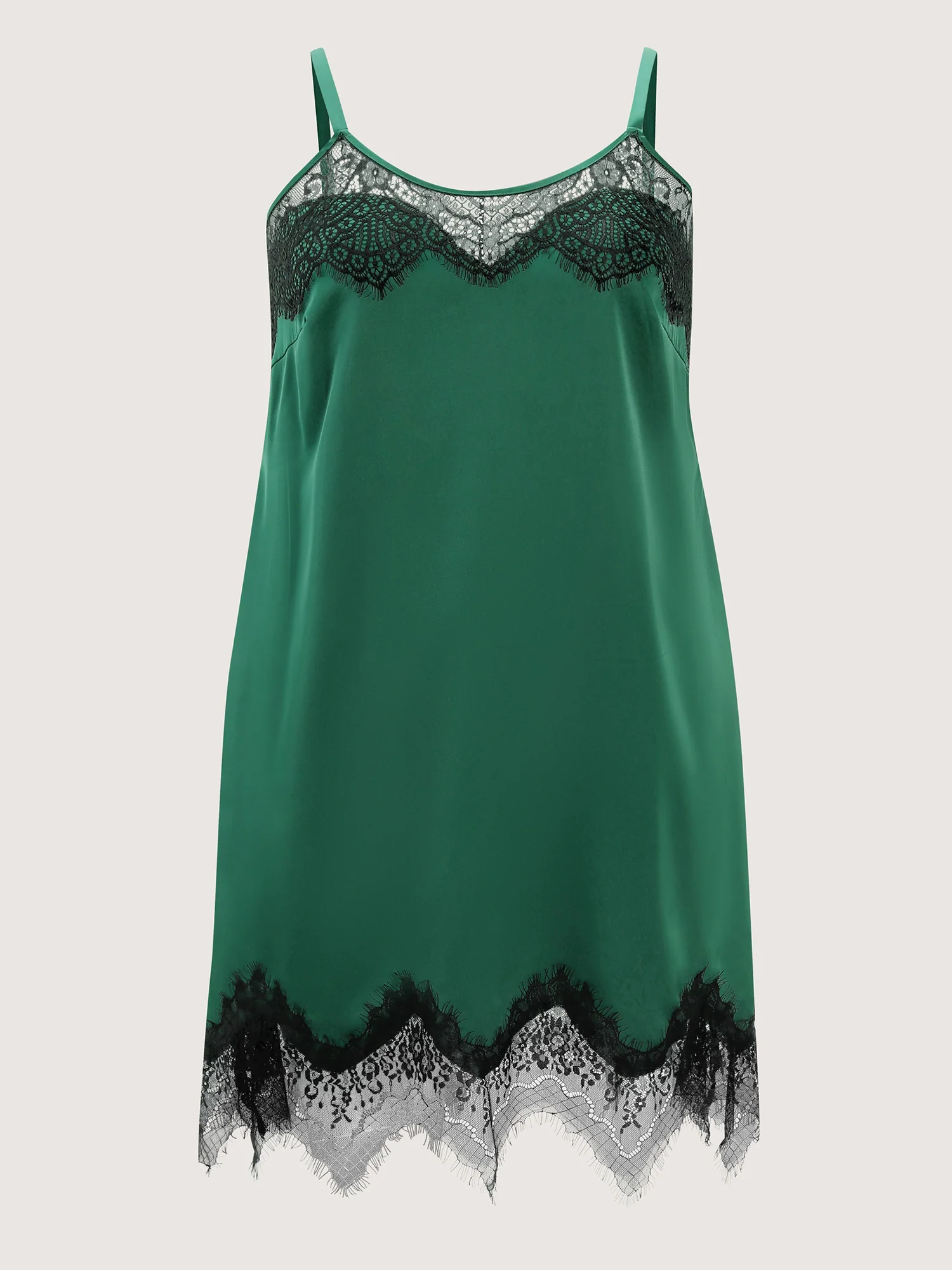 Satin Sheer Lace Neckline Adjustable Nightgown - Image 5