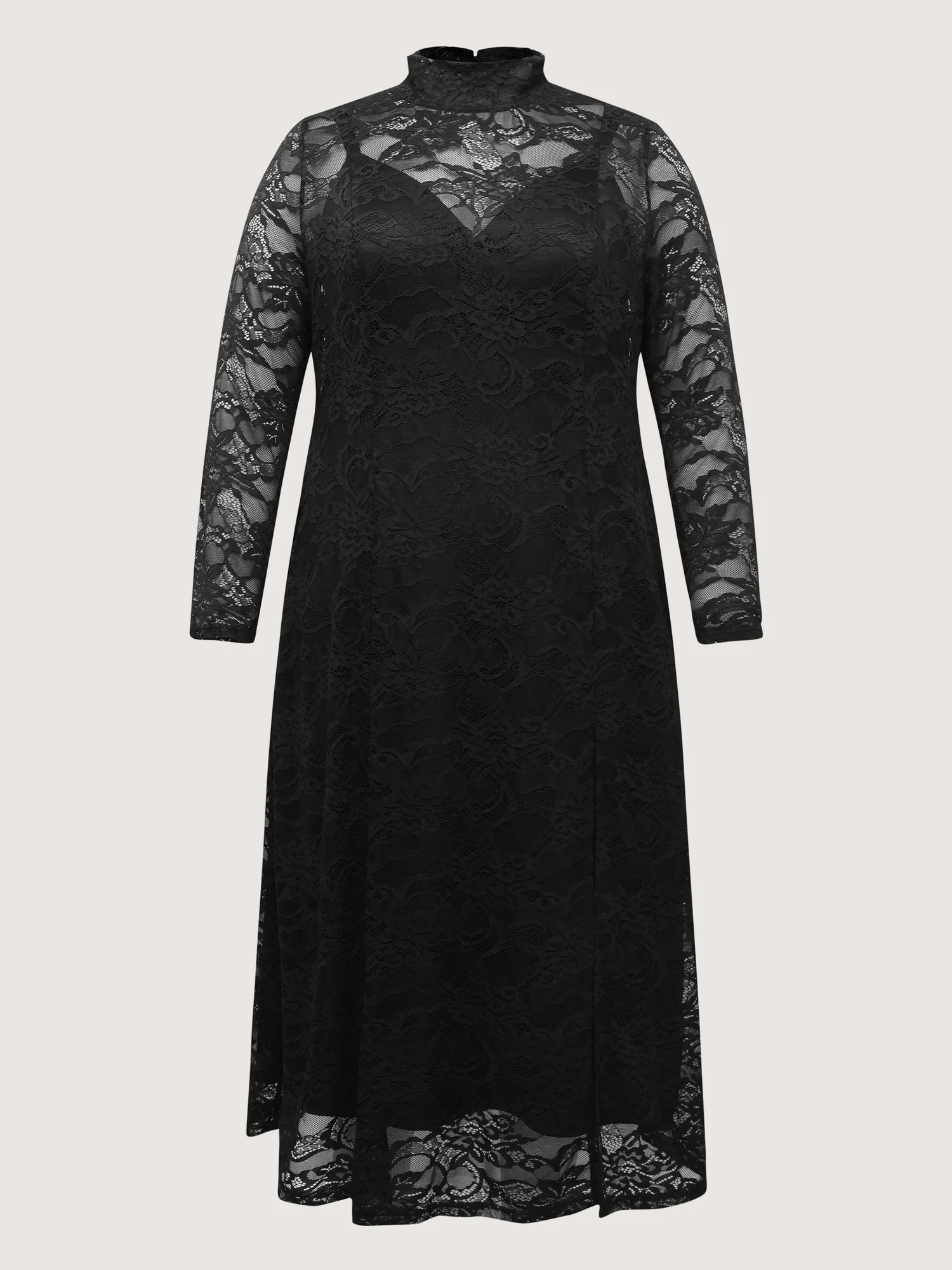 Satin Sheer Two-Piece Lace Maxi Dress - Image 7