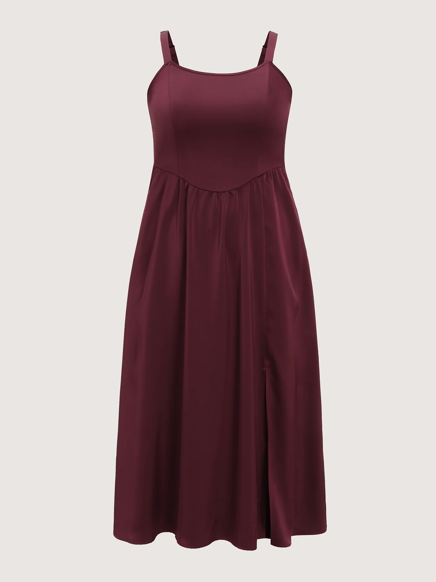Satin Square Neck Front Slit Slip Maxi Dress - Image 6