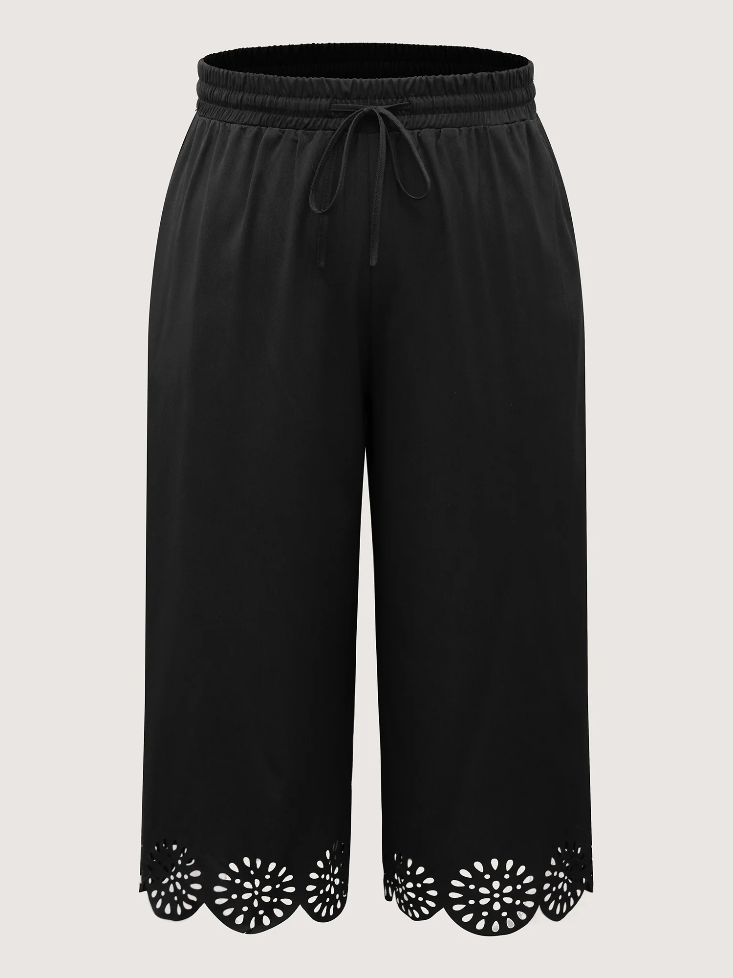 Scalloped Hem Wide-Leg Capri Pants - Image 7
