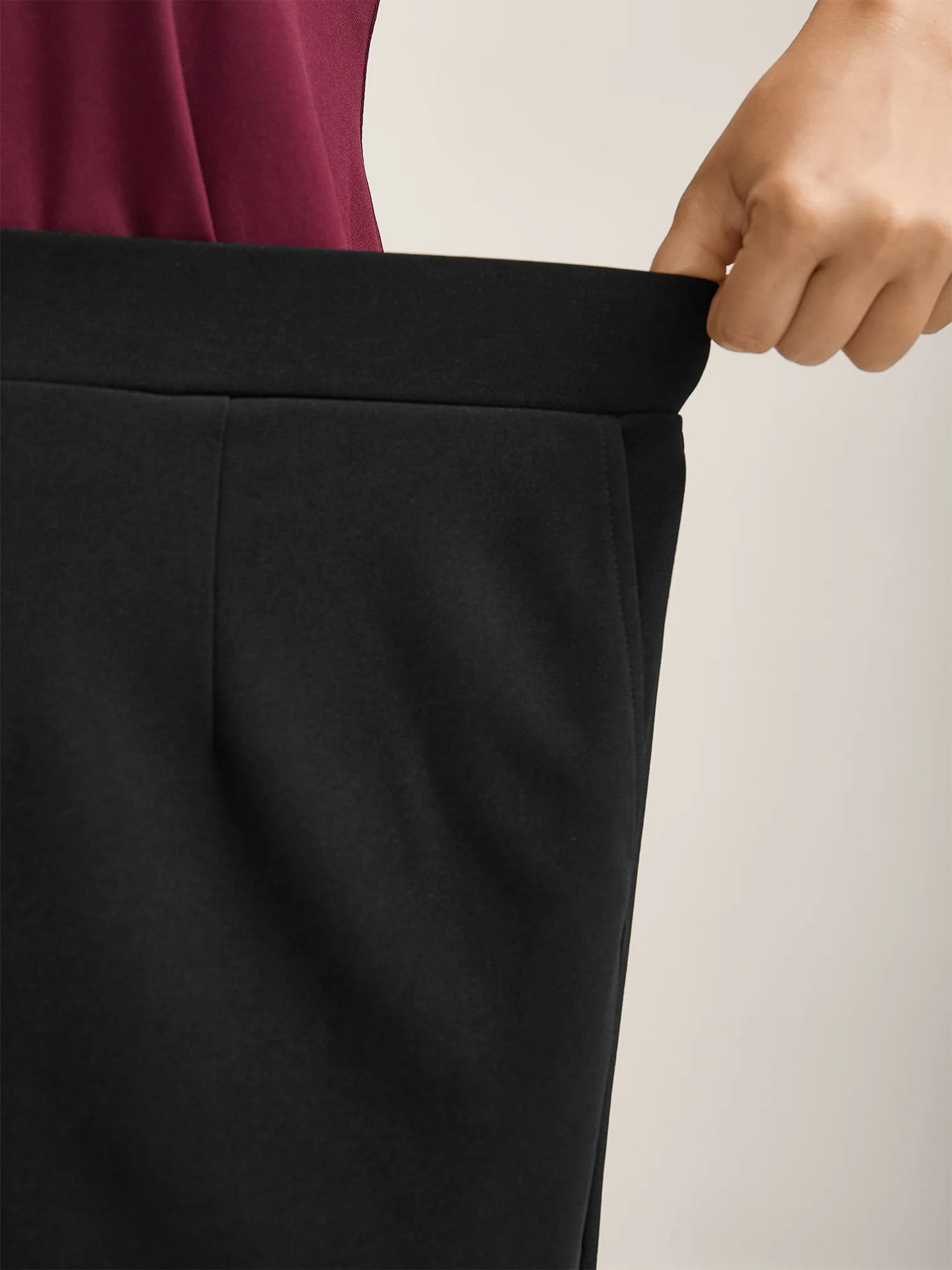 Scalloped Hem Wide-Leg Solid Pants - Image 3