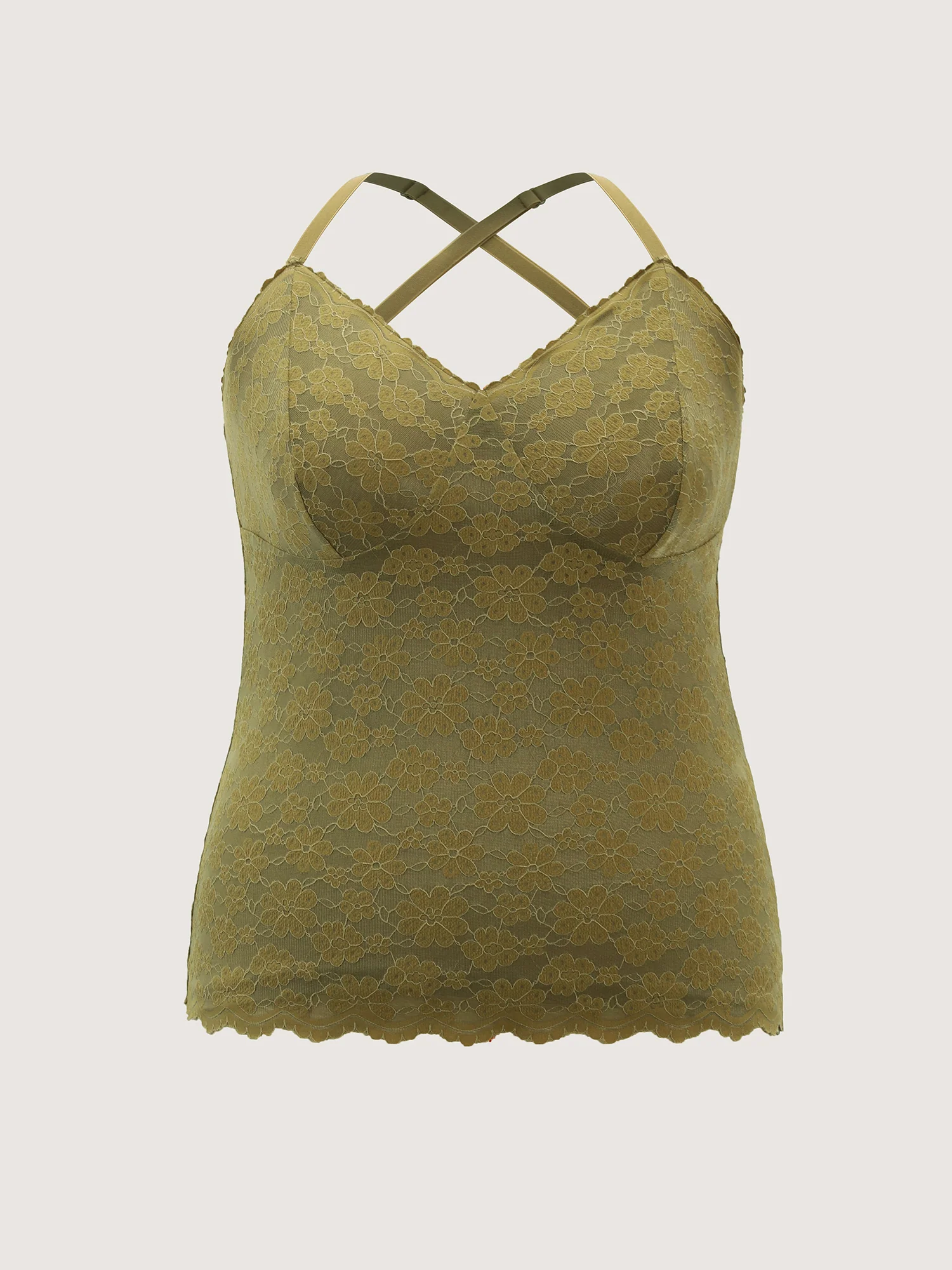 Scalloped Lace Adjustable Fitted Tank Top - Image 7