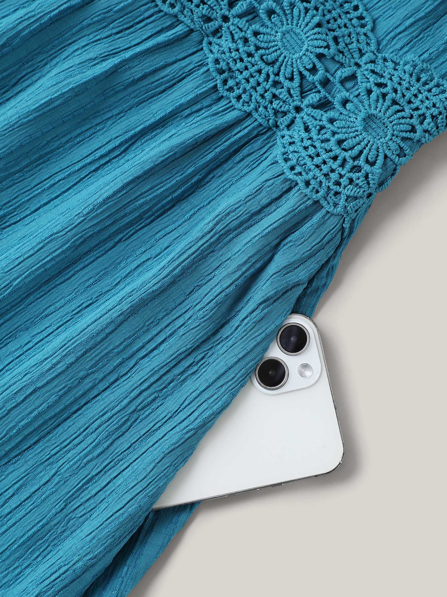 Scalloped Lace Surplice Ruffled Midi Dress - Image 14