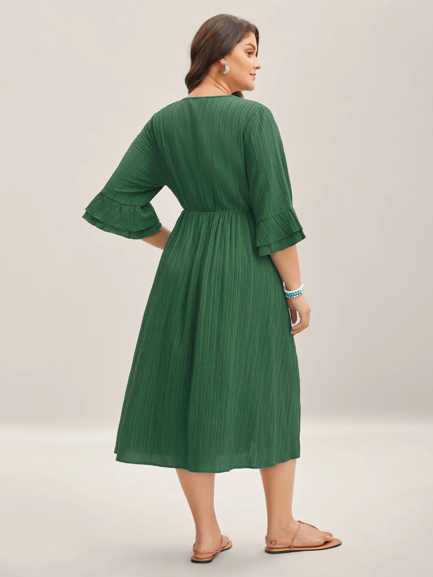 Scalloped Lace Surplice Ruffled Midi Dress - Image 19