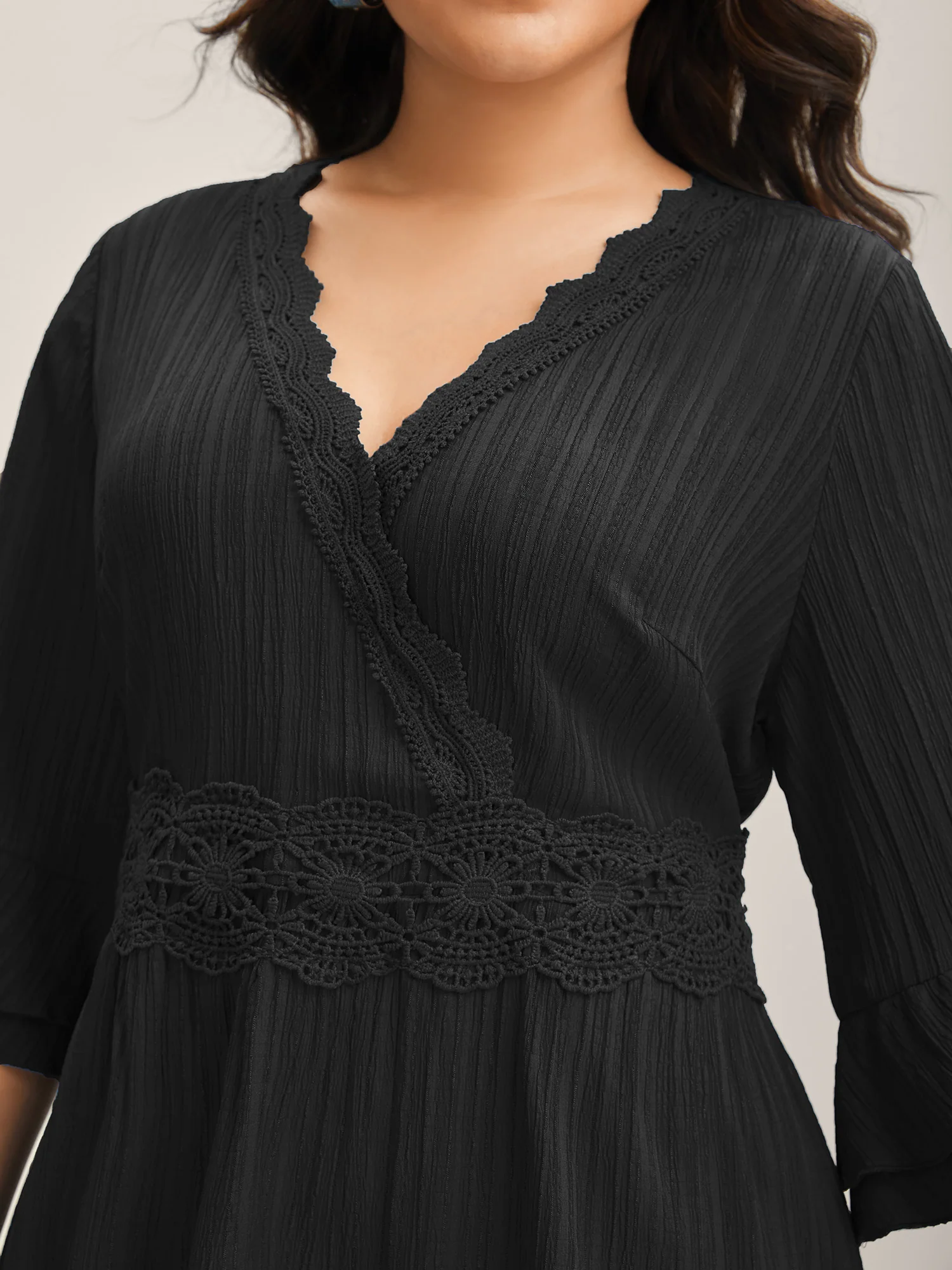 Scalloped Lace Surplice Ruffled Midi Dress - Image 21