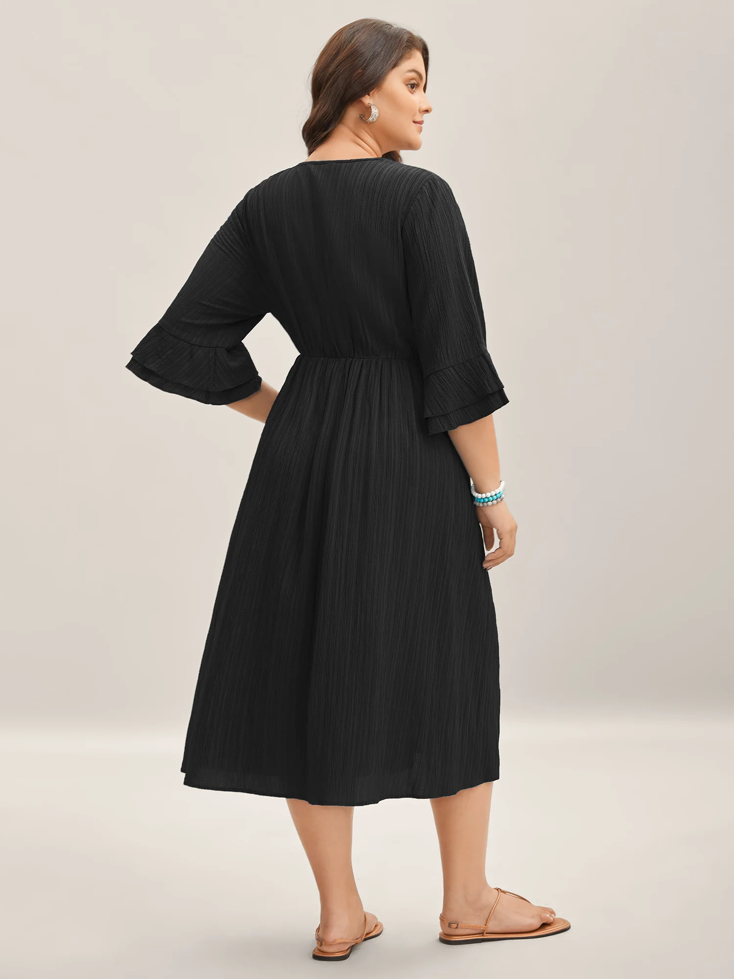 Scalloped Lace Surplice Ruffled Midi Dress - Image 23