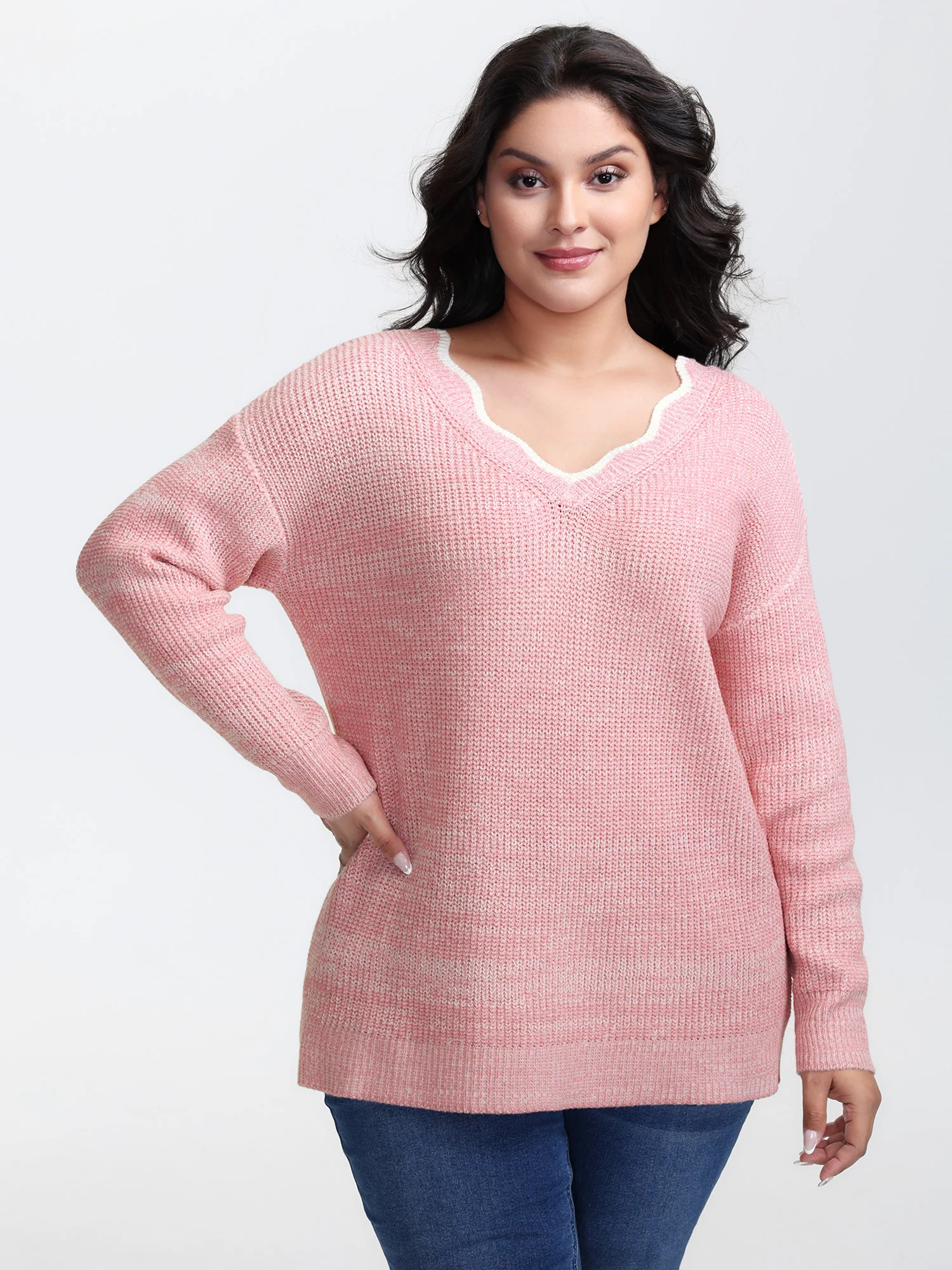 Scalloped Neckline Back-Tie Pullover - Image 2