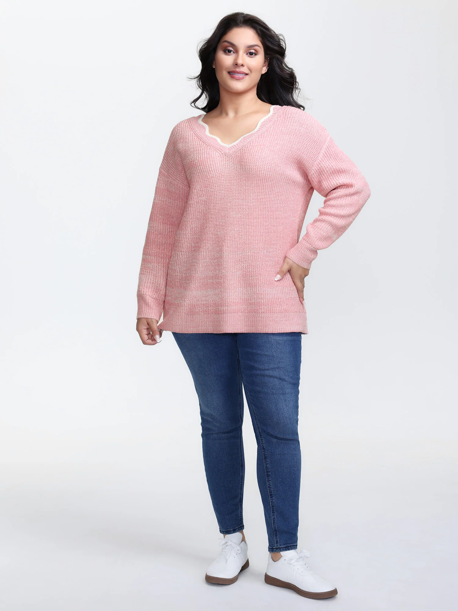 Scalloped Neckline Back-Tie Pullover - Image 3