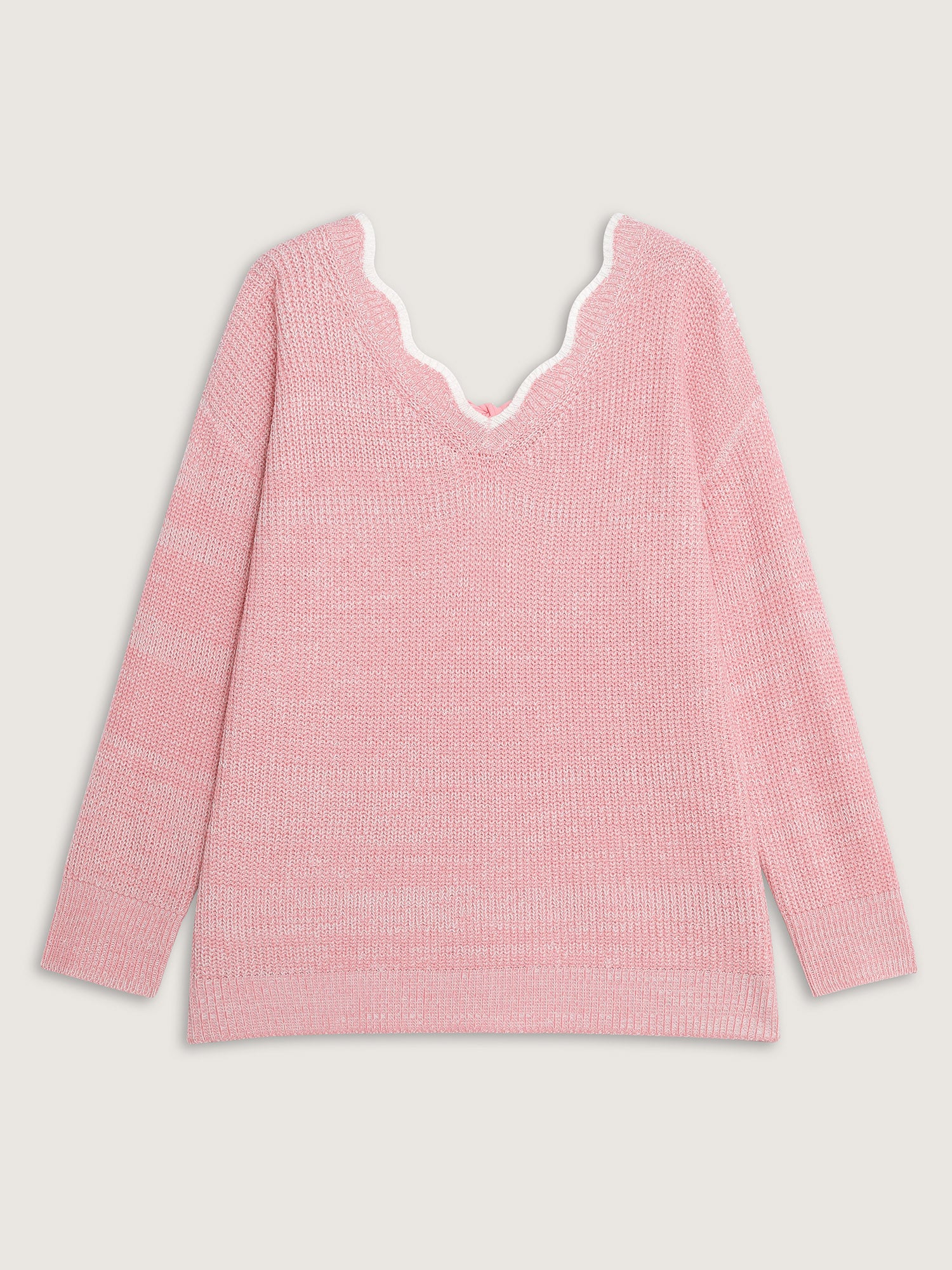 Scalloped Neckline Back-Tie Pullover - Image 7