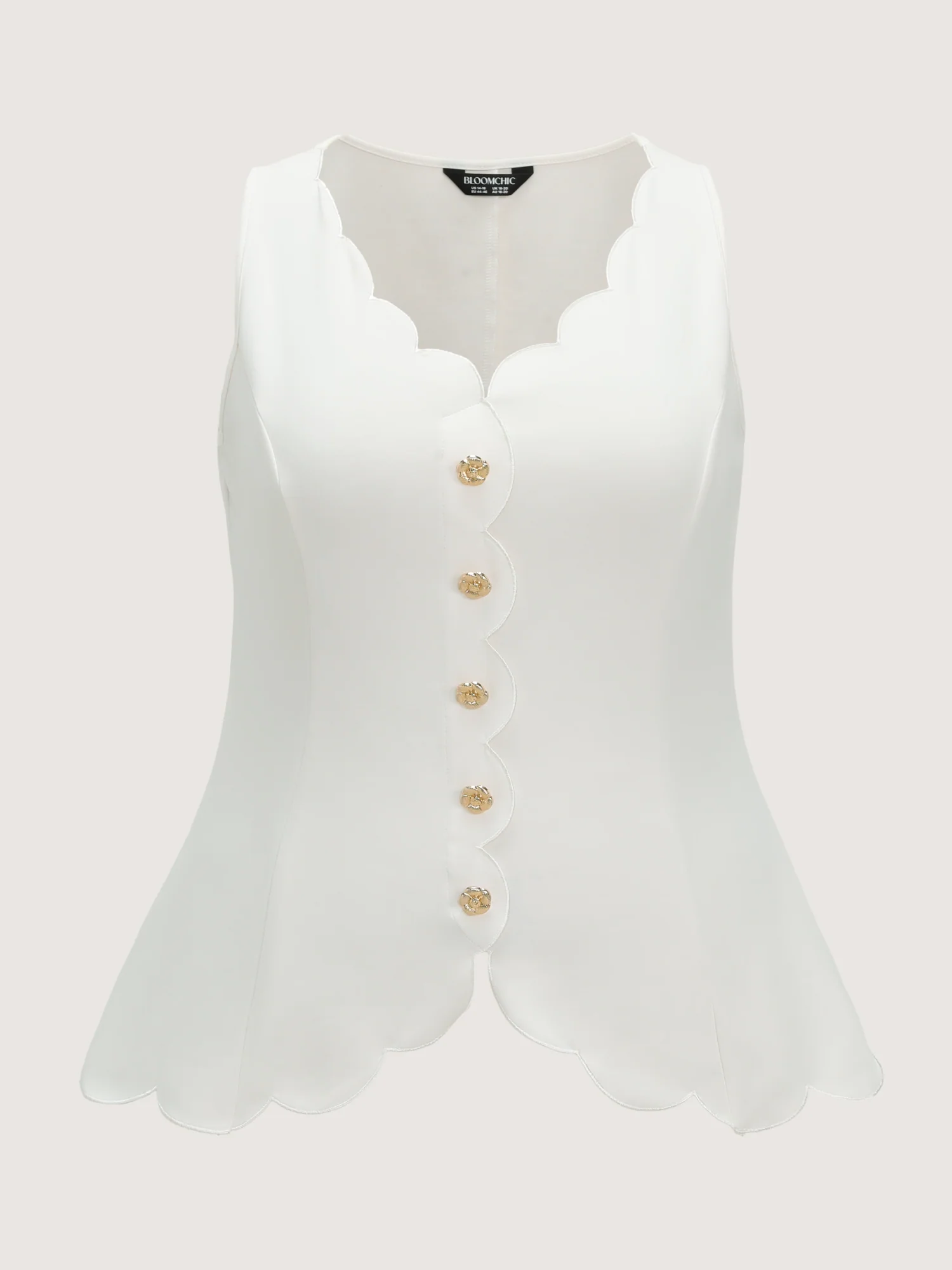 Scalloped Neckline Button Front Tank Top - Image 6
