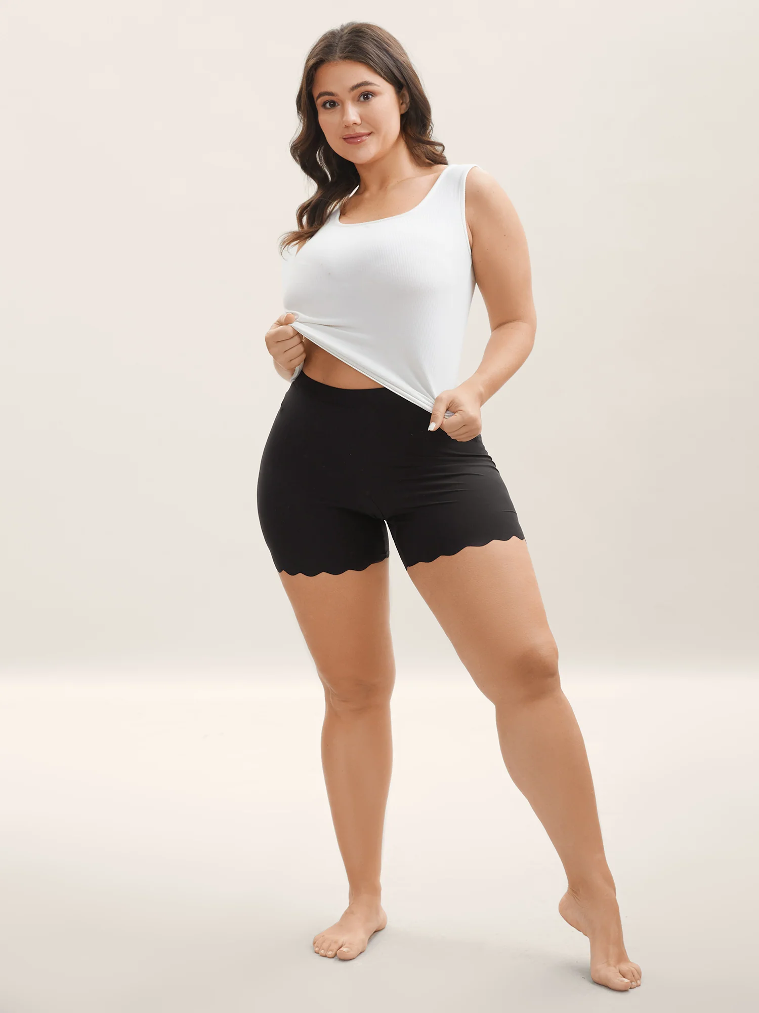 Scalloped Trim Stretchy Skinny-Fit Leggings - Image 3