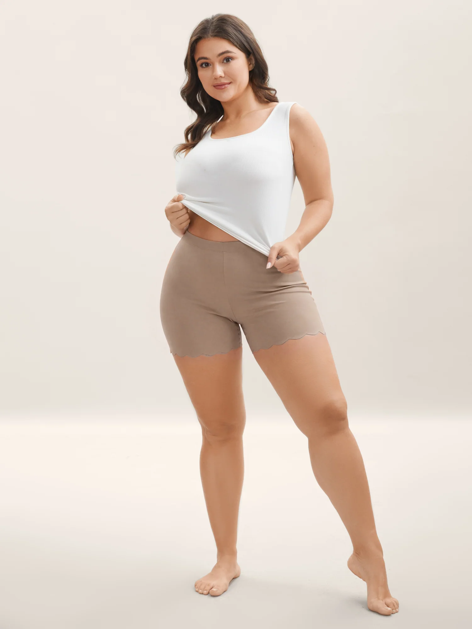 Scalloped Trim Stretchy Skinny-Fit Leggings - Image 9