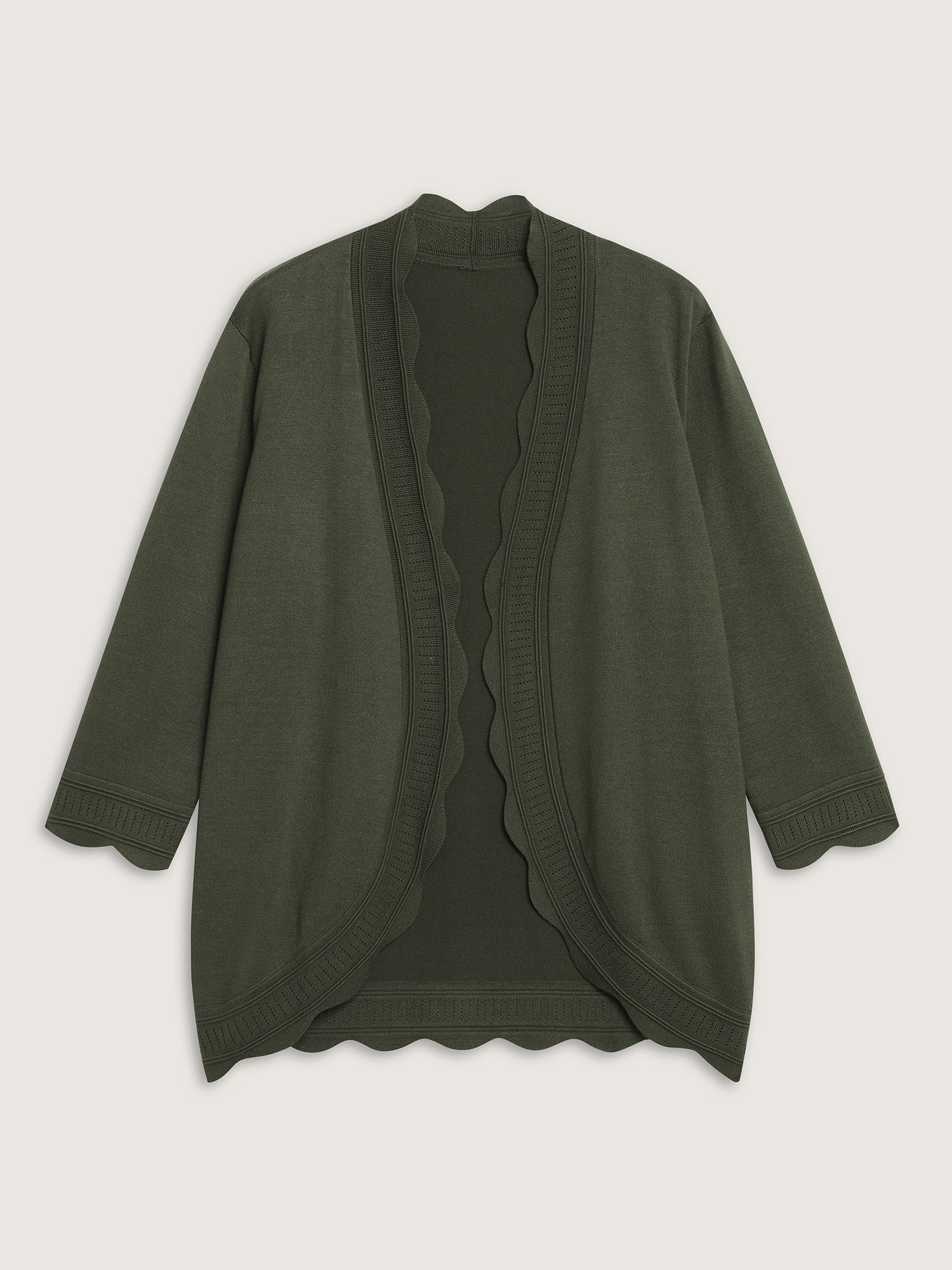Supersoft Scalloped Trim Three-Quarter Sleeve Cardigan - Image 7