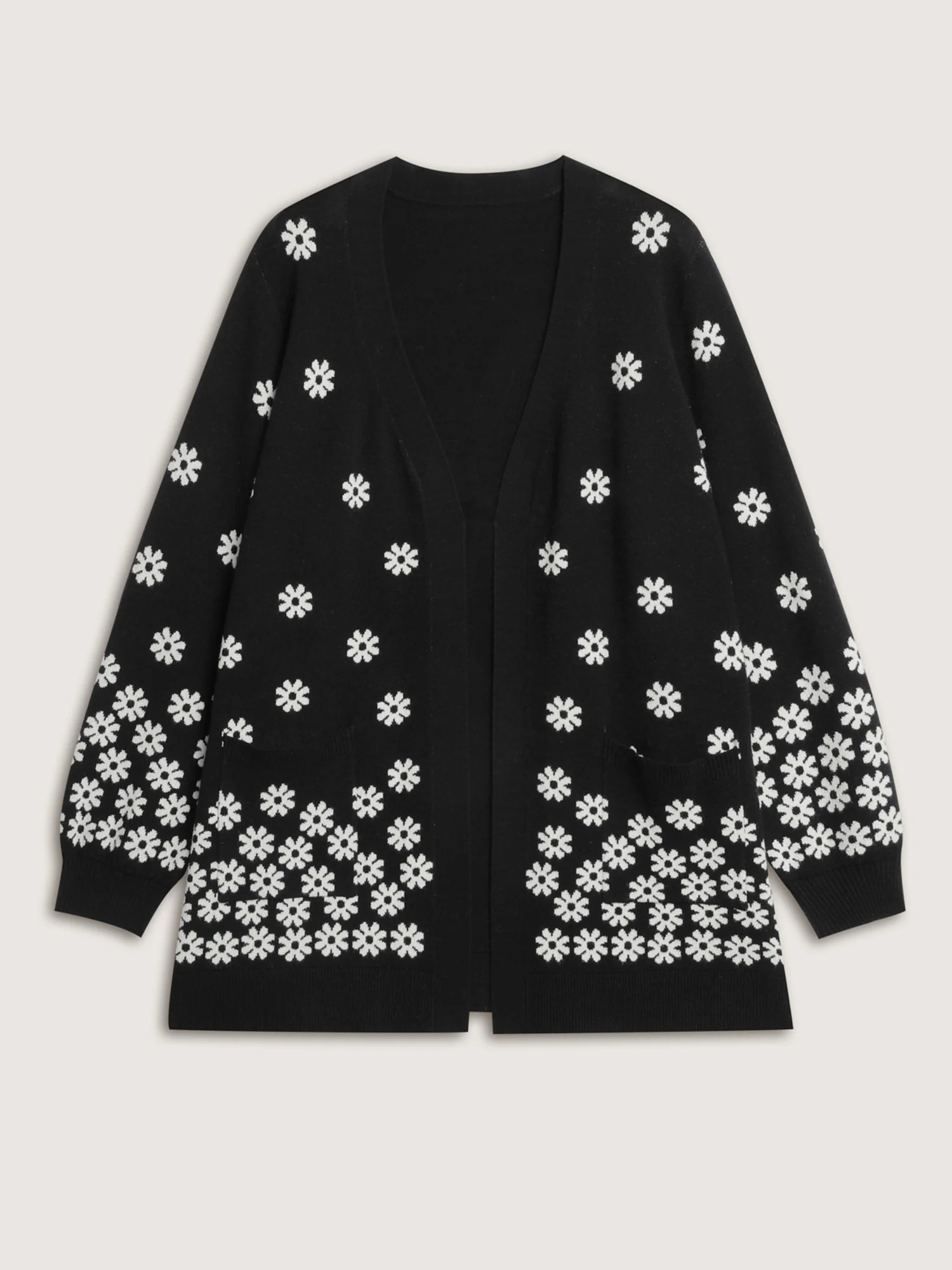 Scattered Floral Pattern Open-Front Cardigan - Image 6