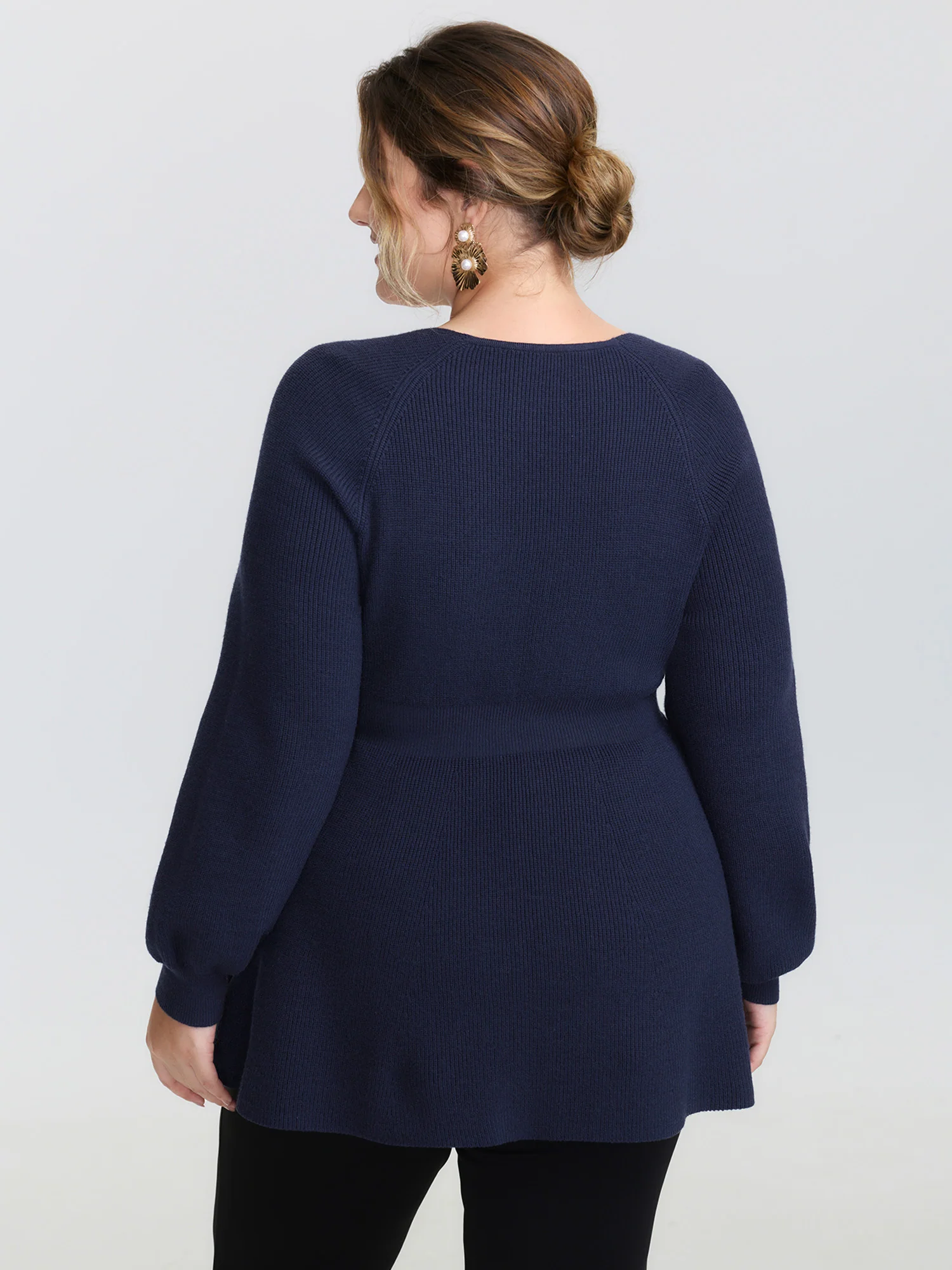 Scoop Neck Cinched-Waist Textured Pullover - Image 4