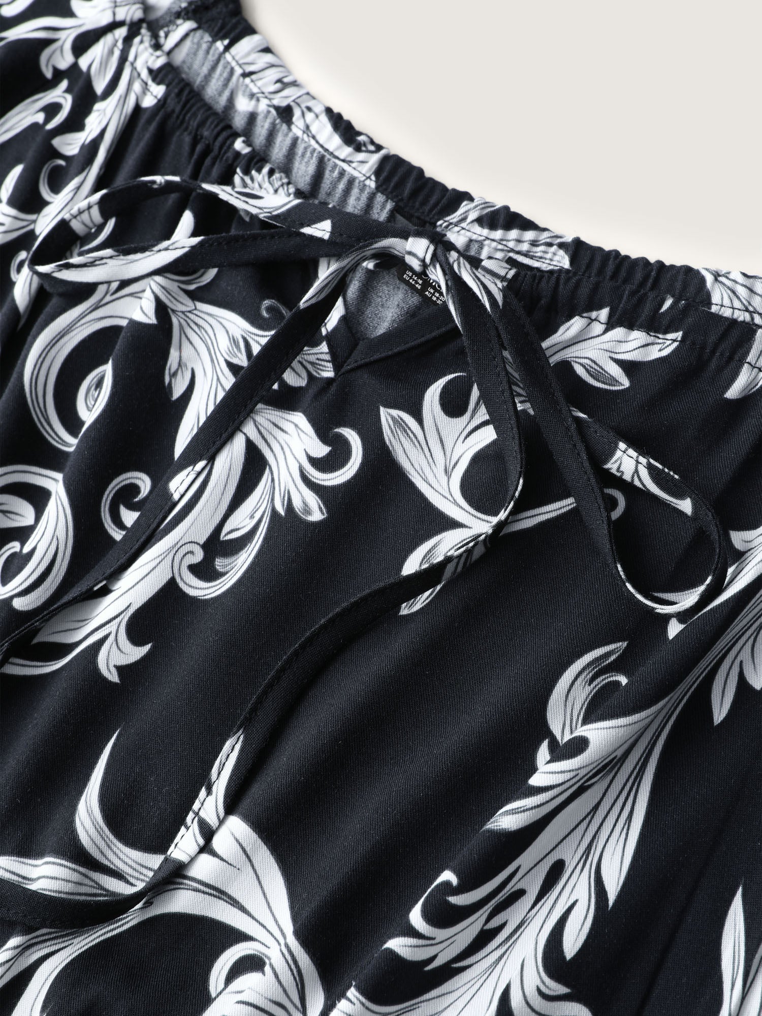 Scroll Pattern Adjustable Drawstring Pockets Midi Dress - Image 6