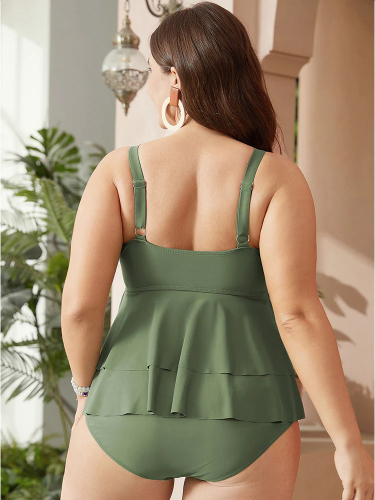 Sculpt Waist Flutter Tiered Hem One Piece Swimsuit - Image 2