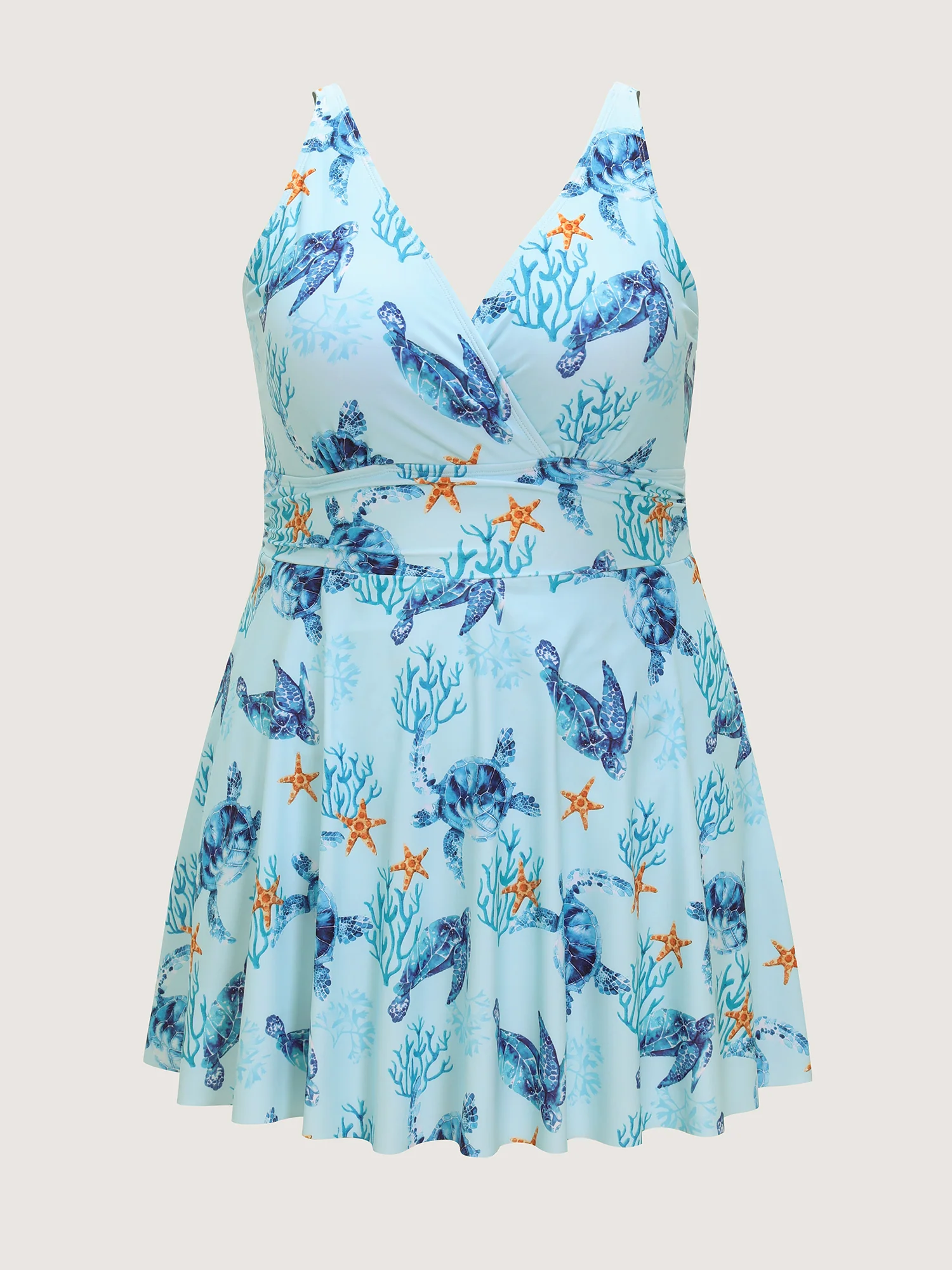 Sea Turtle Print Pockets Swim Dress - Image 7