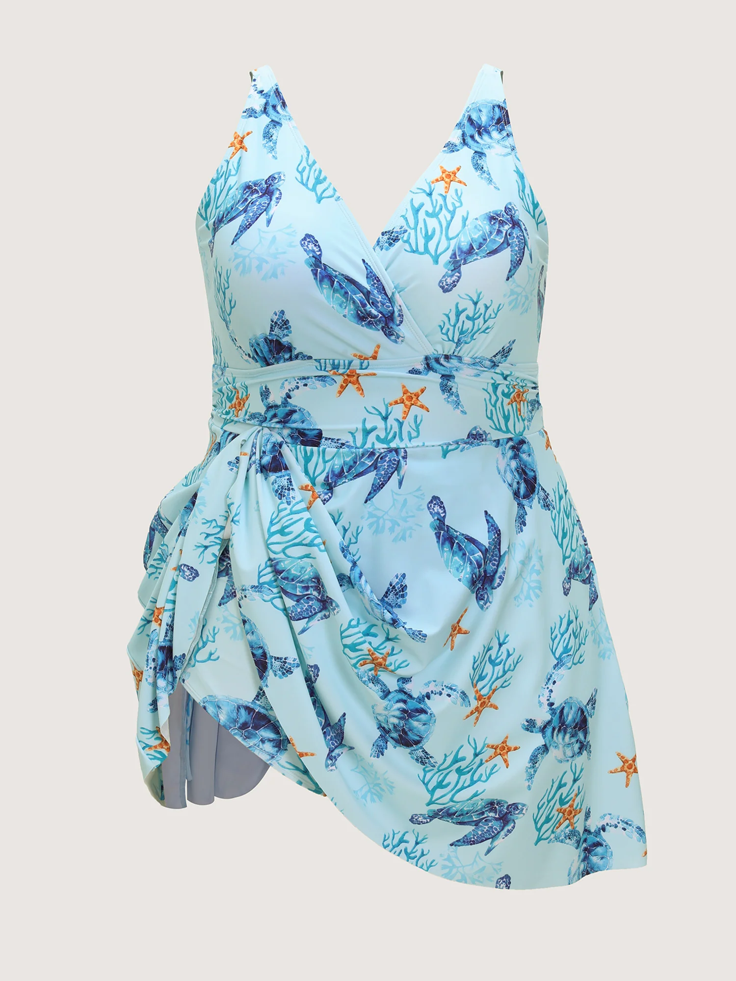 Sea Turtle Print Pockets Swim Dress - Image 8