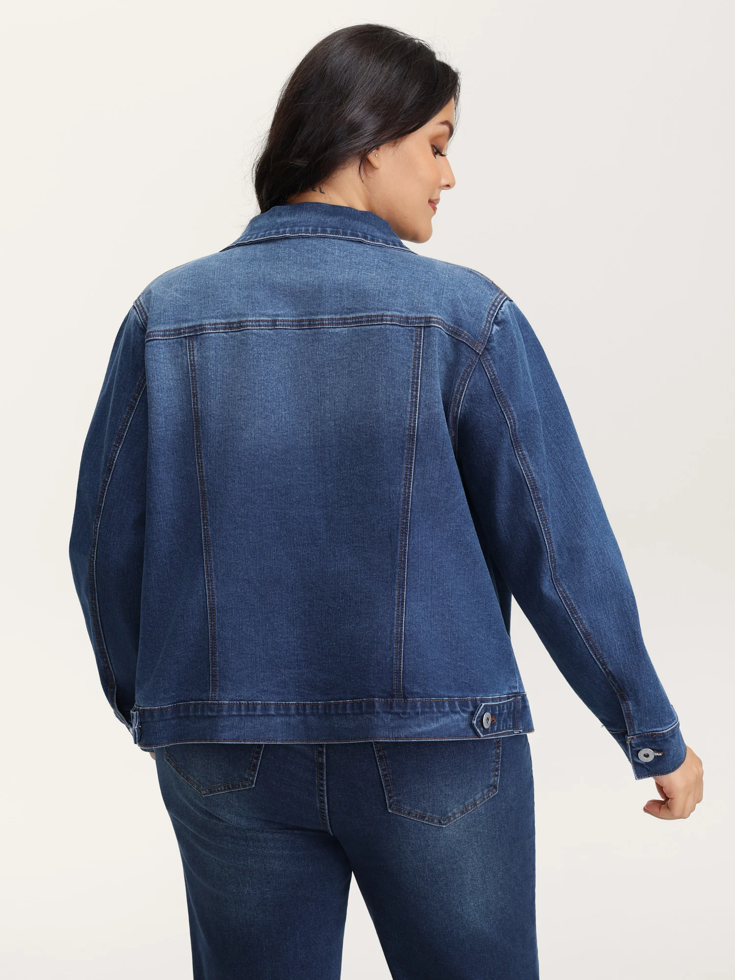 Seamed Chest Pockets Button Denim Jacket - Image 5