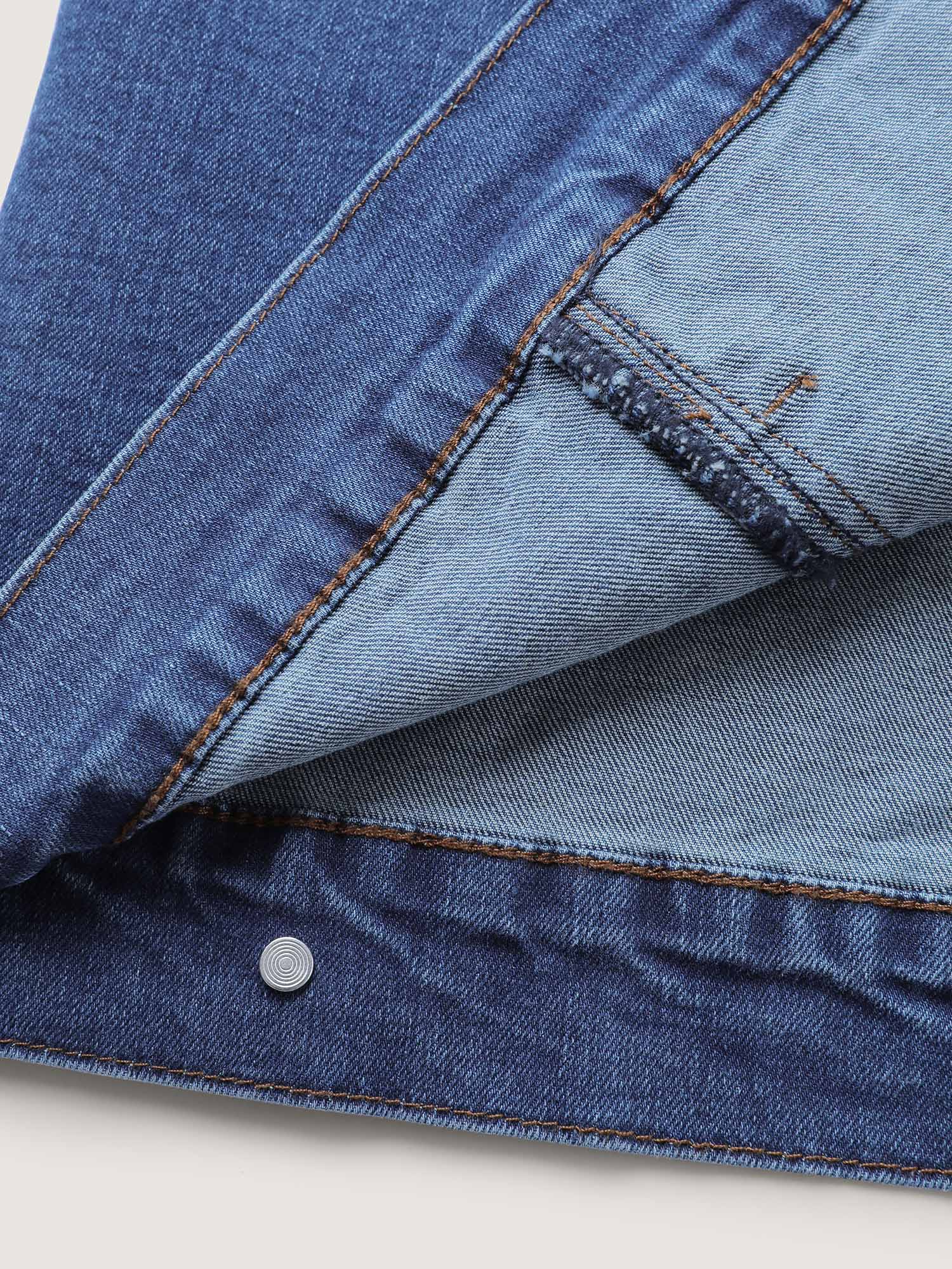 Seamed Chest Pockets Button Denim Jacket - Image 6
