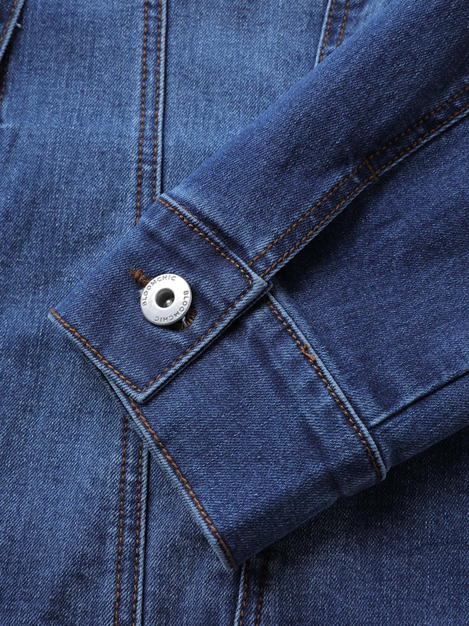 Seamed Chest Pockets Button Denim Jacket - Image 7