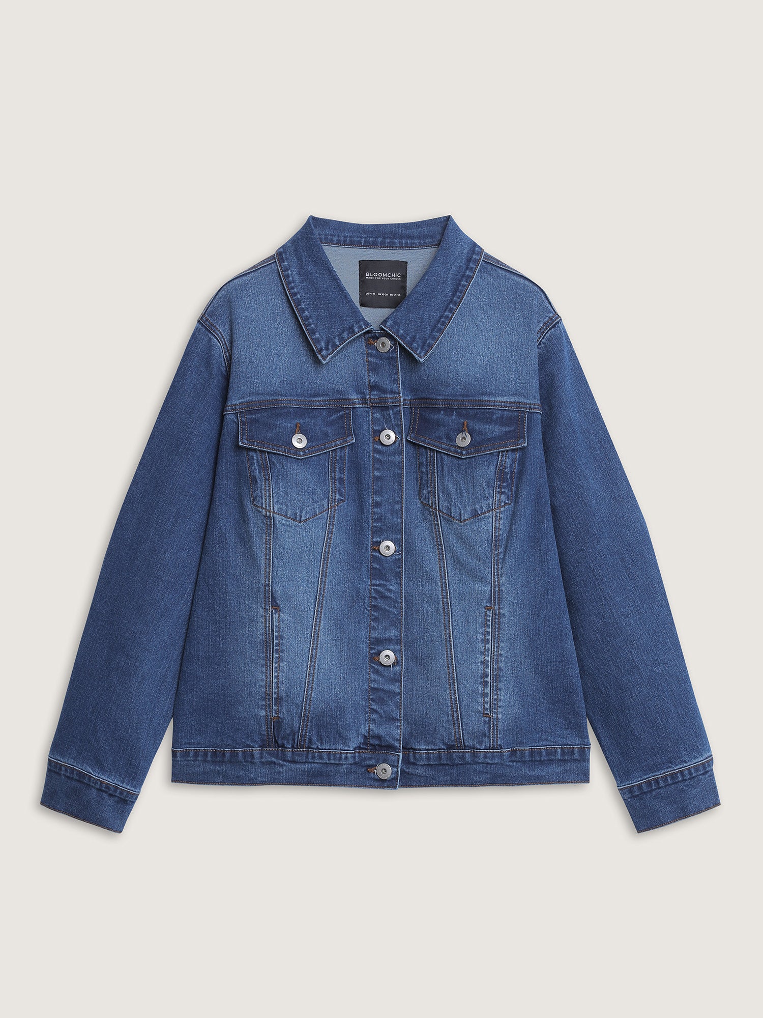 Seamed Chest Pockets Button Denim Jacket - Image 9