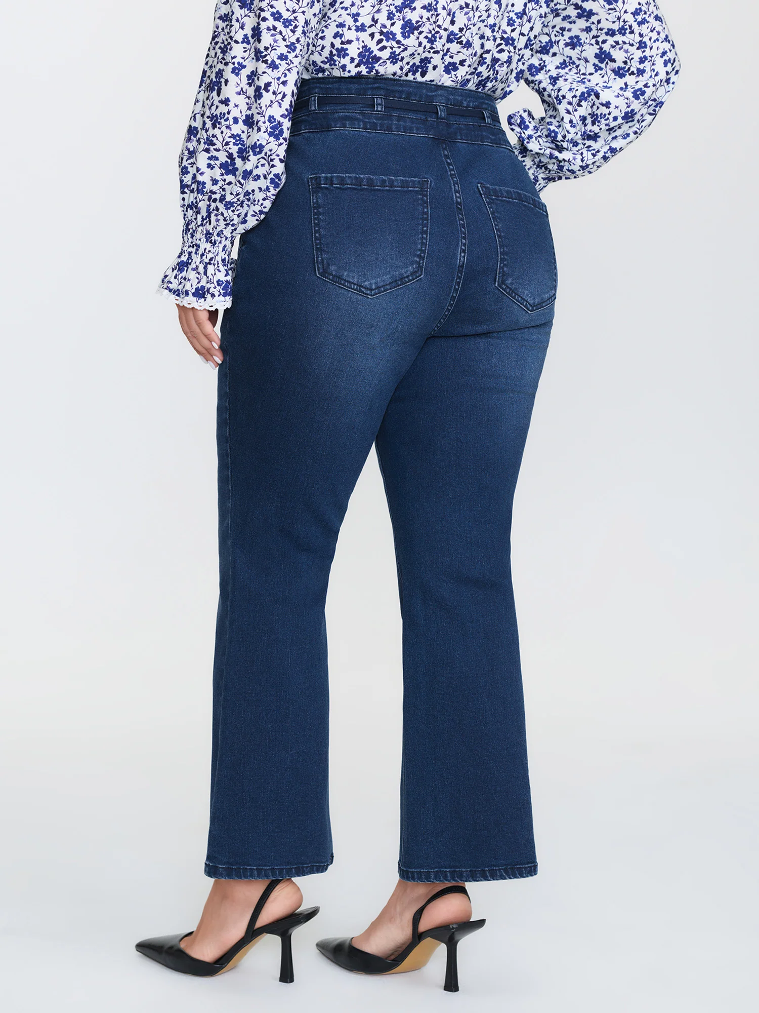 Seamed Drawstring Bootcut Jeans - Image 5