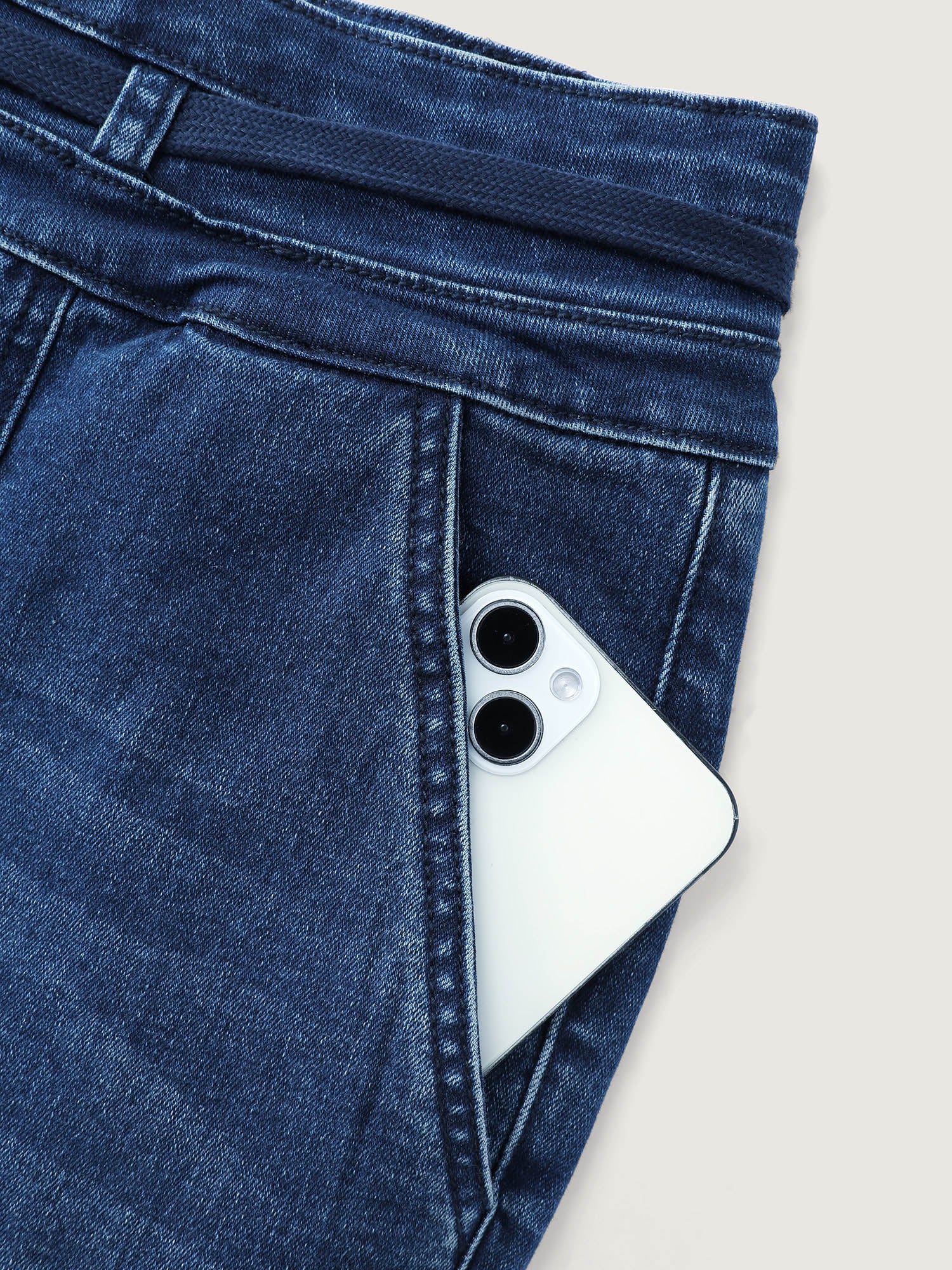 Seamed Drawstring Bootcut Jeans - Image 7
