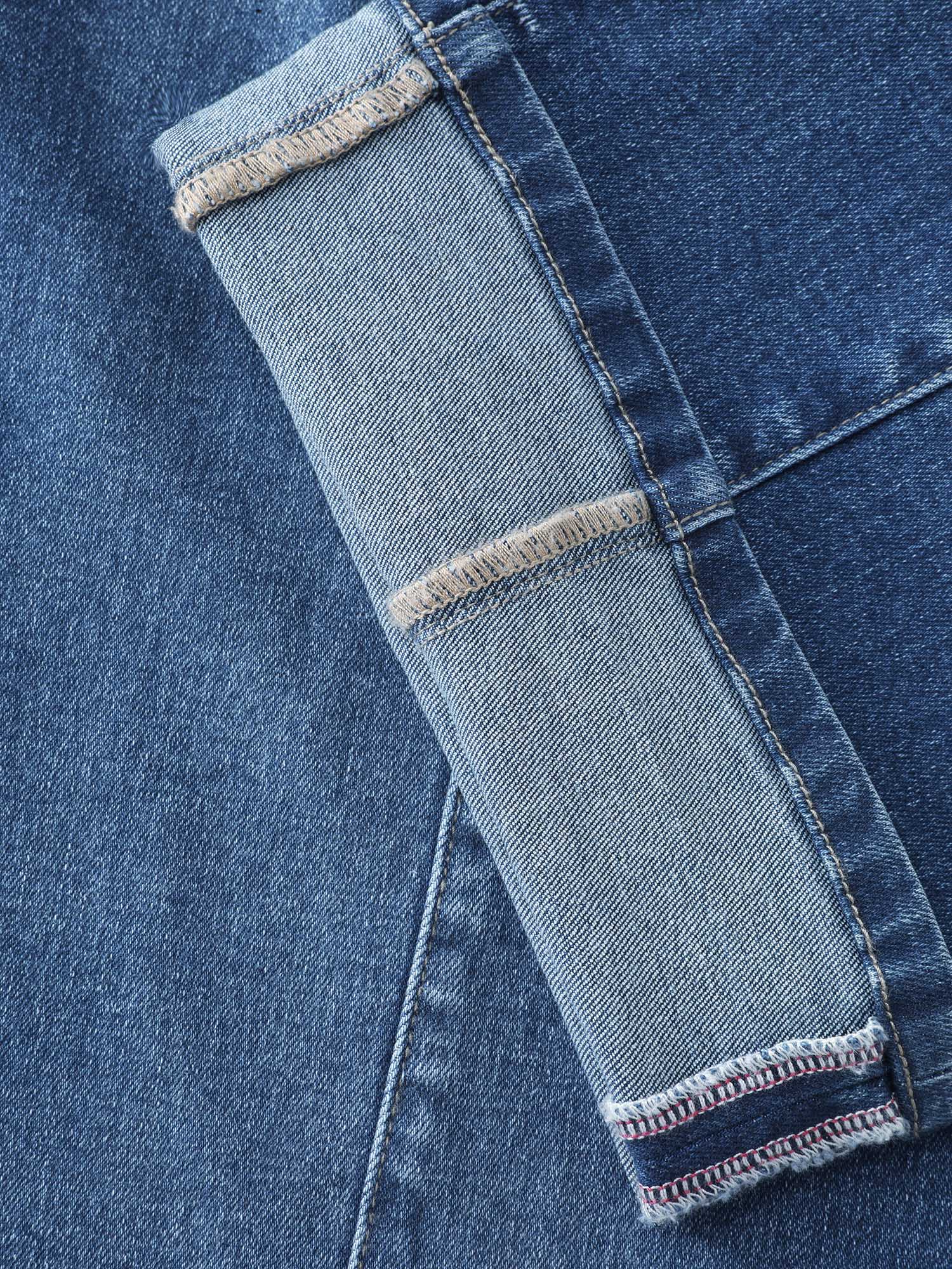 Seamed Rolled Hem Straight-Leg Jeans - Image 6