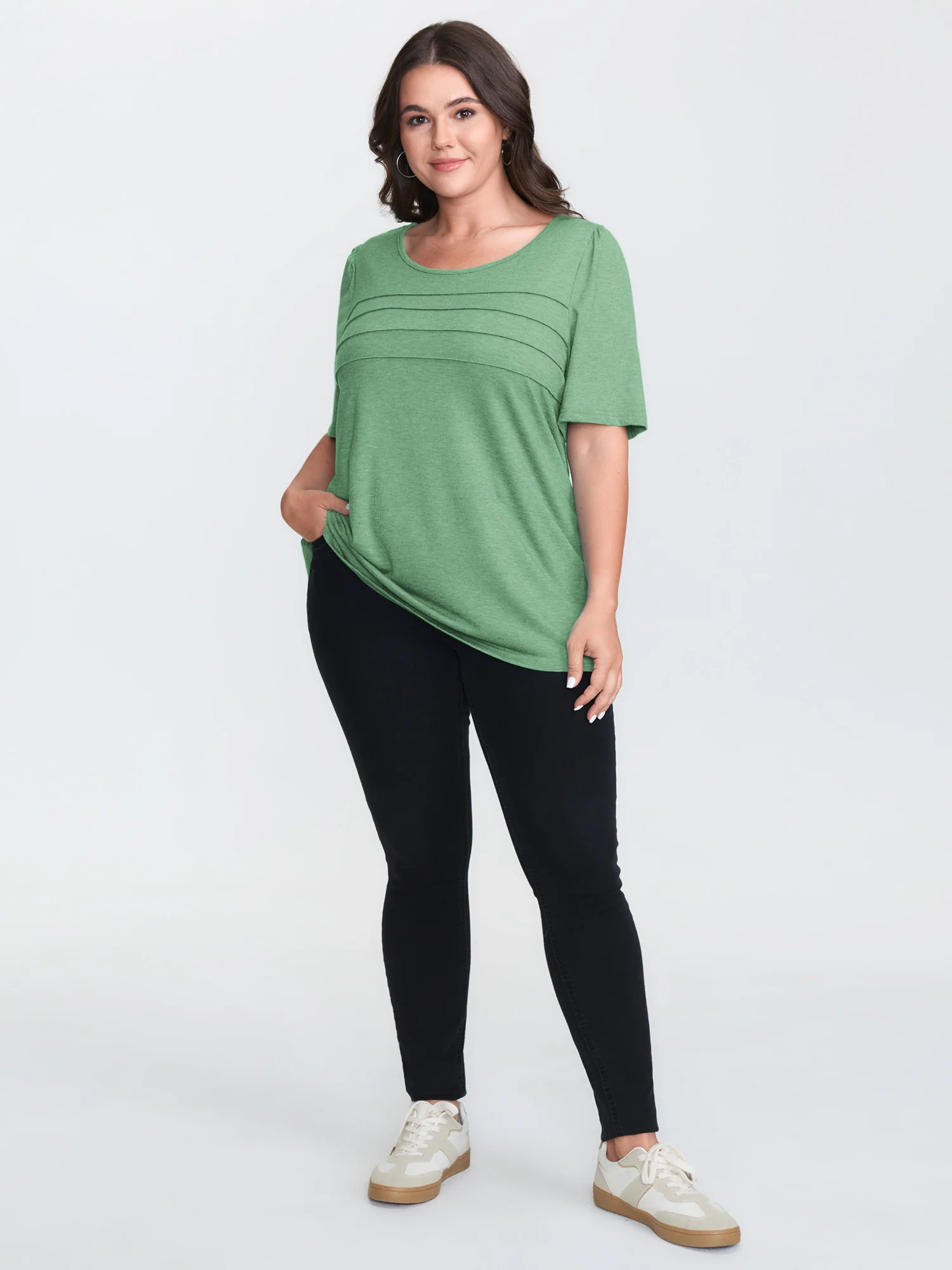 Seamed Round Neck Fitted T-Shirt - Image 14