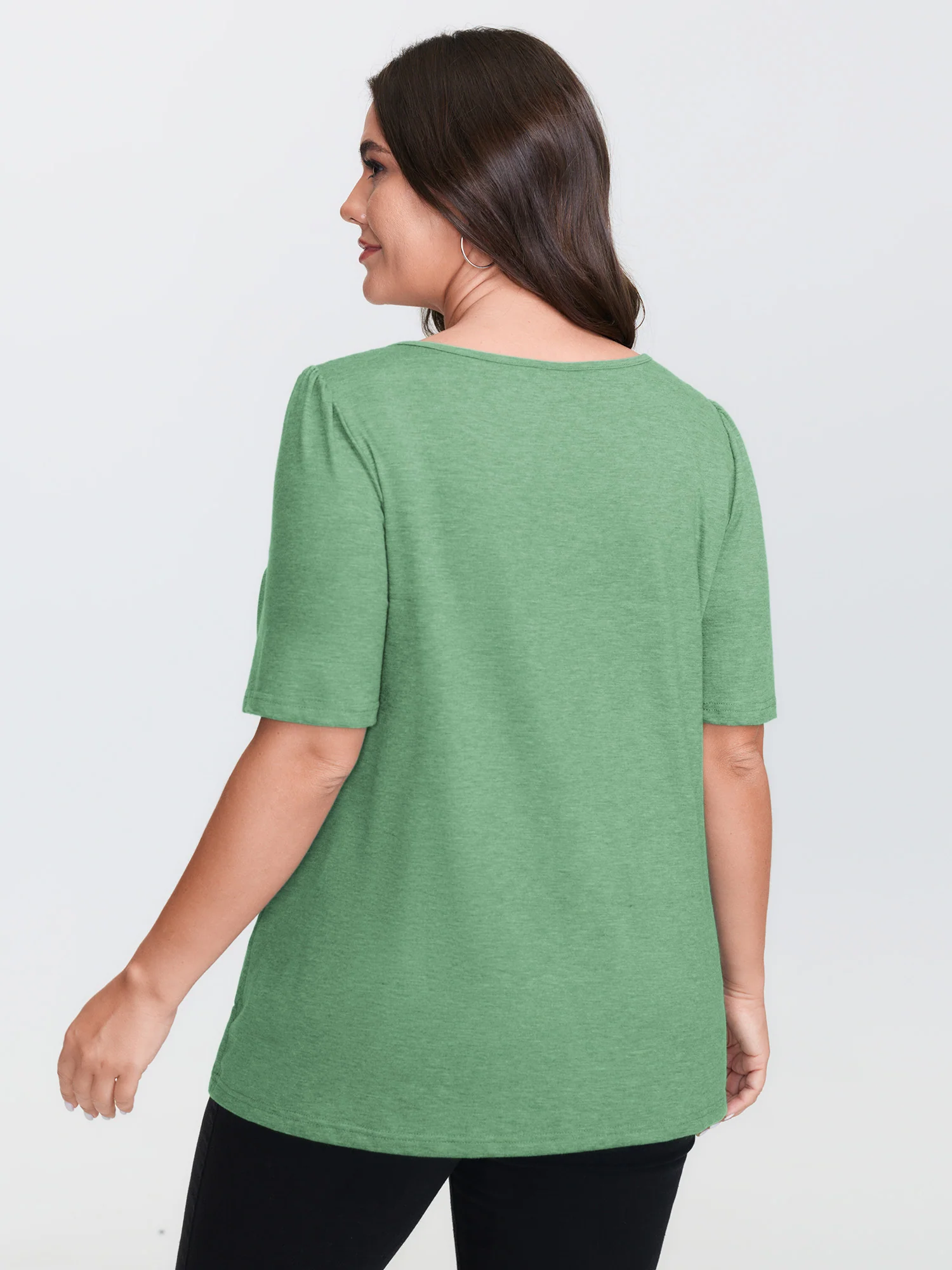 Seamed Round Neck Fitted T-Shirt - Image 15