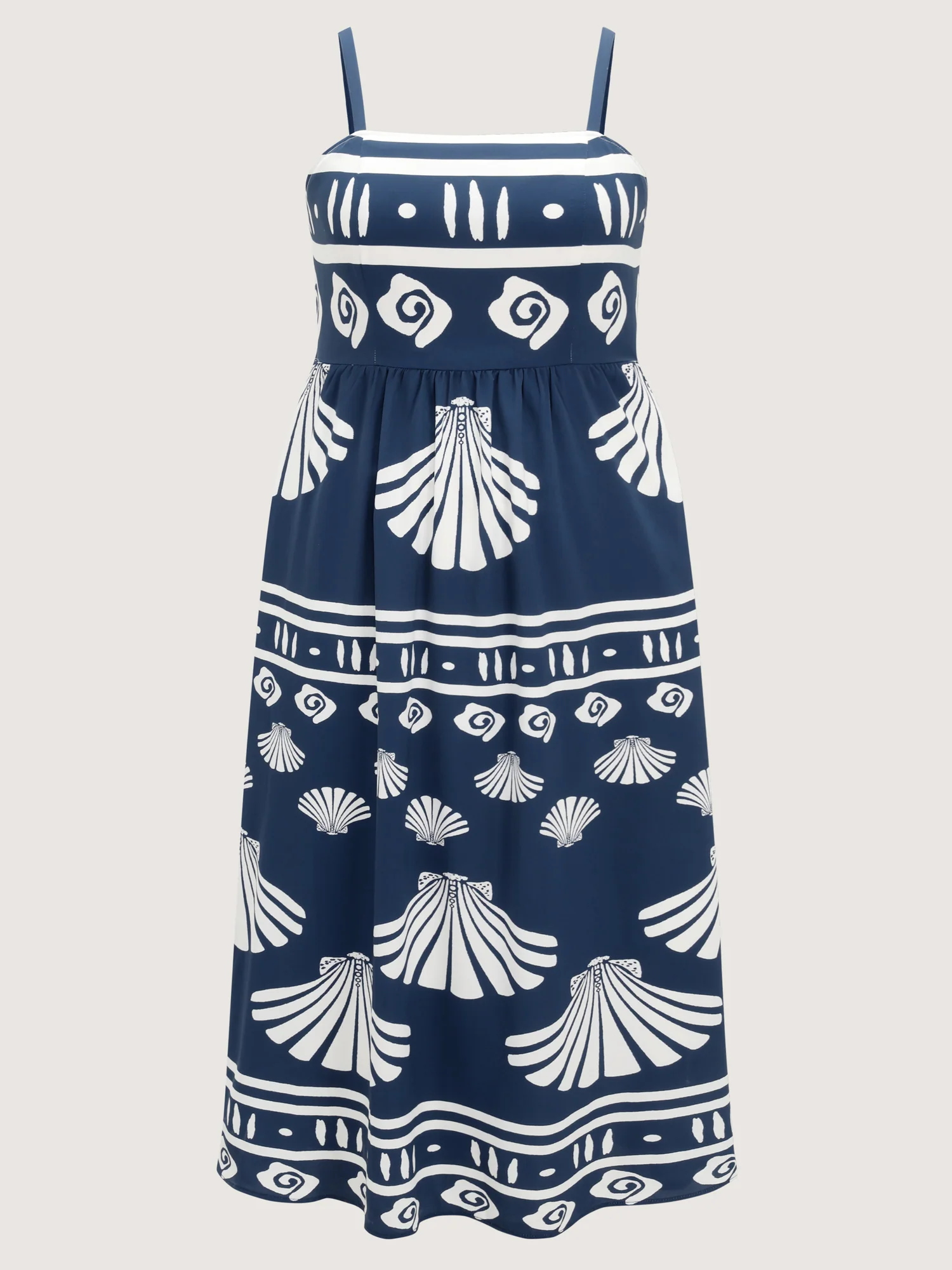 Seashell Print Wide Strap Flowy Maxi Dress - Image 7