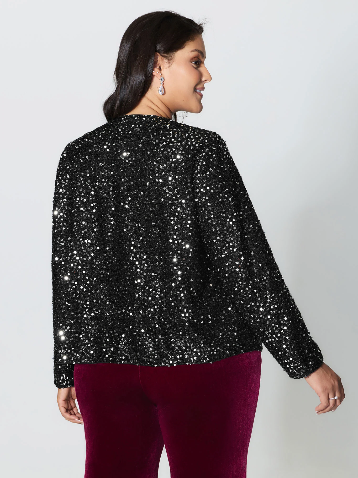 Sequin Bowtie Cropped Coat - Image 4
