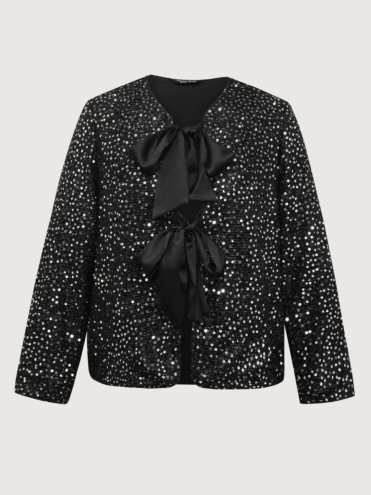 Sequin Bowtie Cropped Coat - Image 5
