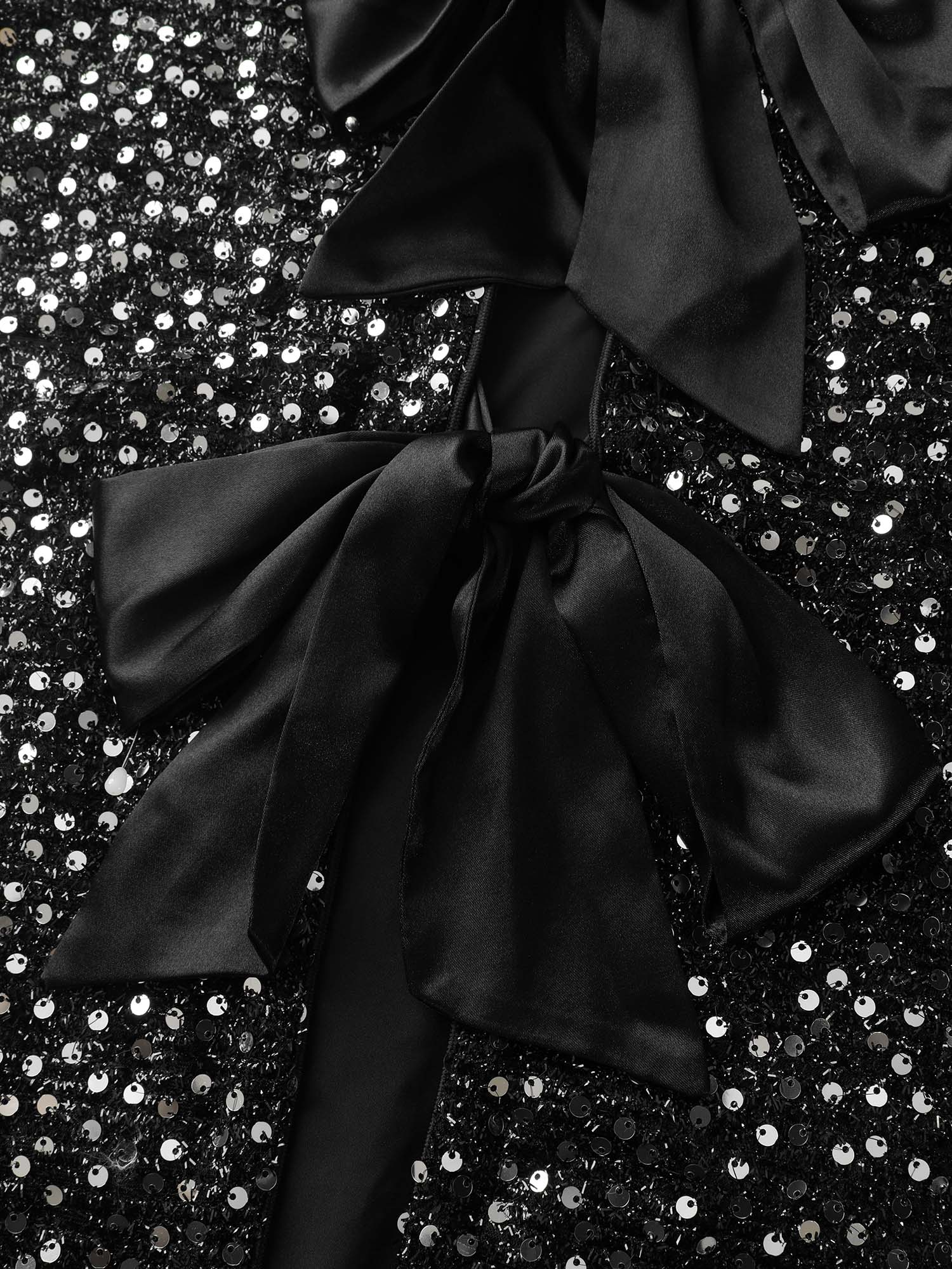 Sequin Bowtie Cropped Coat - Image 6