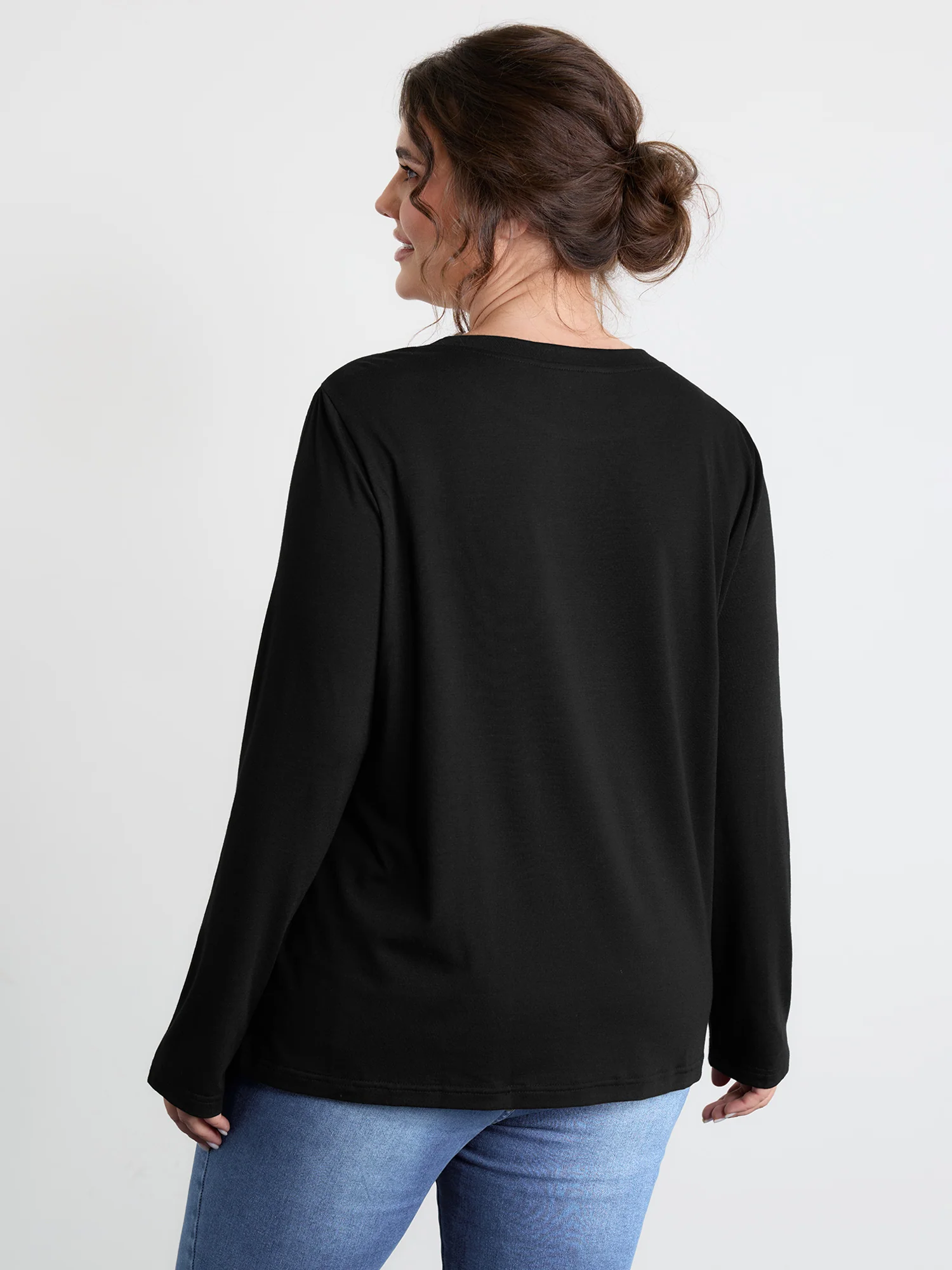 Sequin Cord Embroidered Tree Round Neck T-Shirt - Image 4