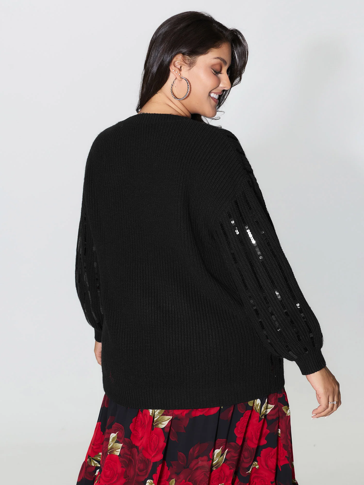 Sequin Embroidered Textured Pullover - Image 4