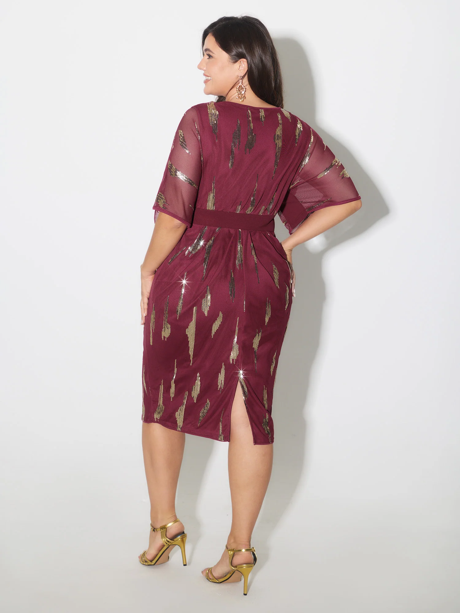 Sequin Embroidery Pleated Waist Mini Dress - Image 15