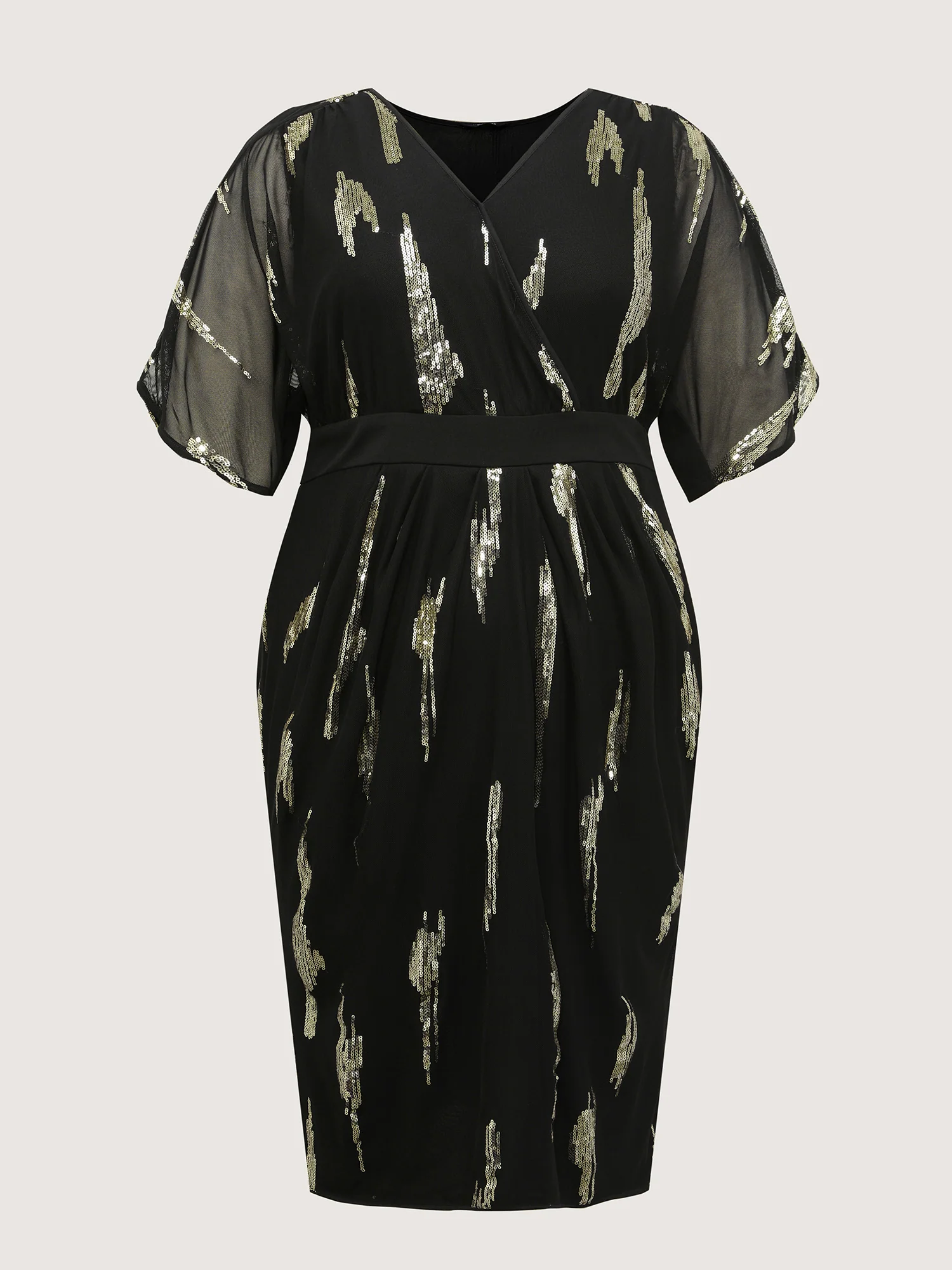 Sequin Embroidery Pleated Waist Mini Dress - Image 7