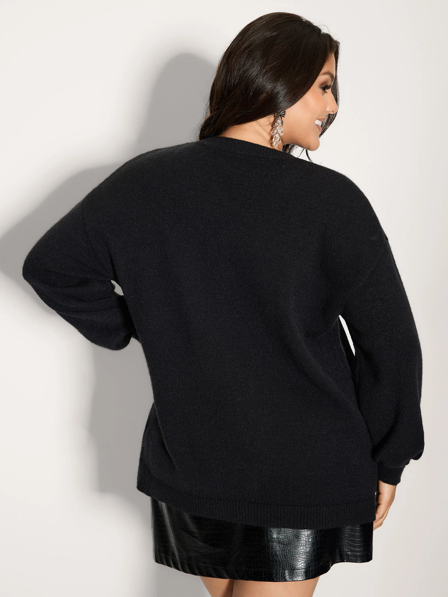 Sequin Embroidery Round Neck Pullover - Image 4