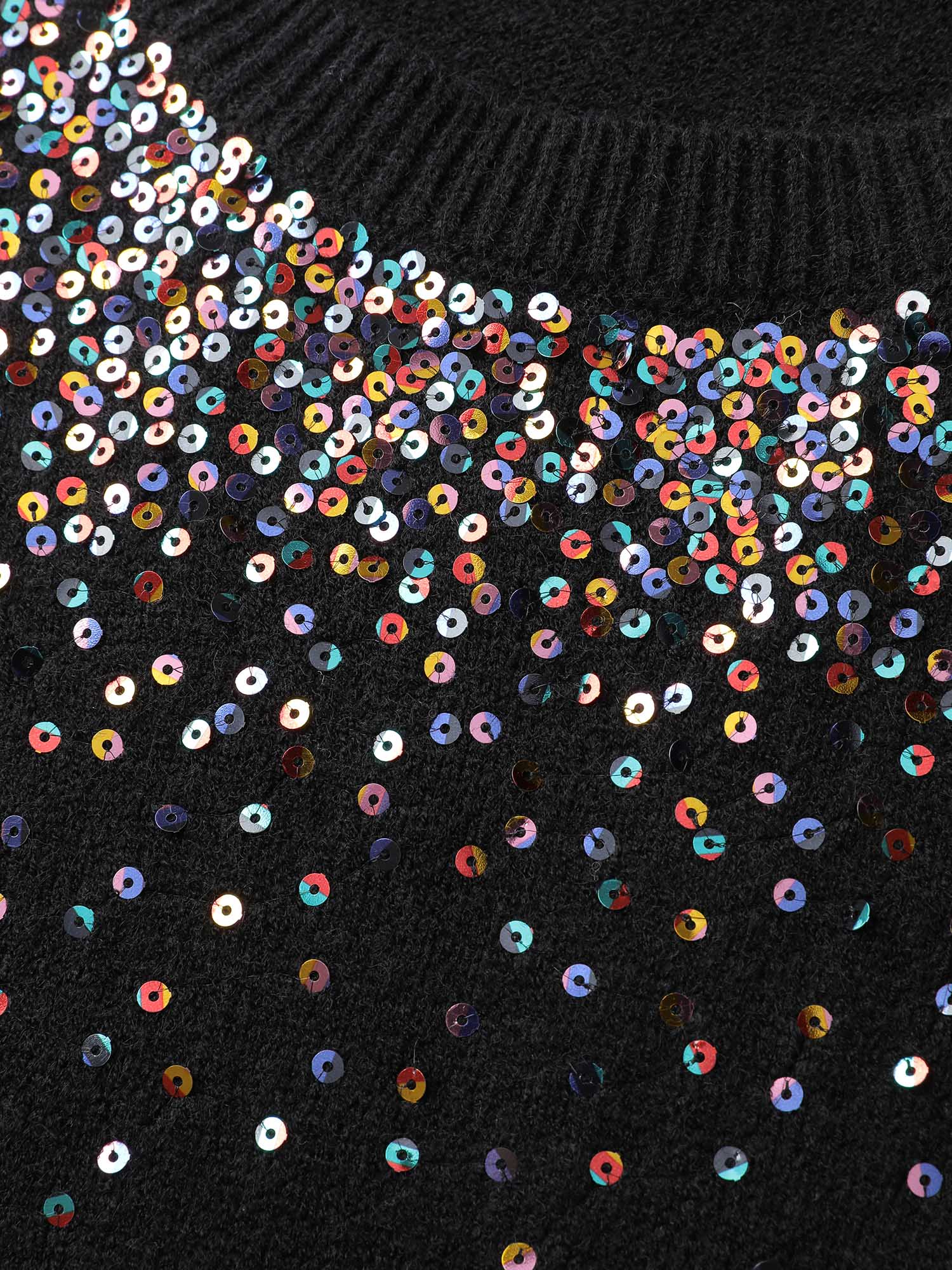 Sequin Embroidery Round Neck Pullover - Image 5