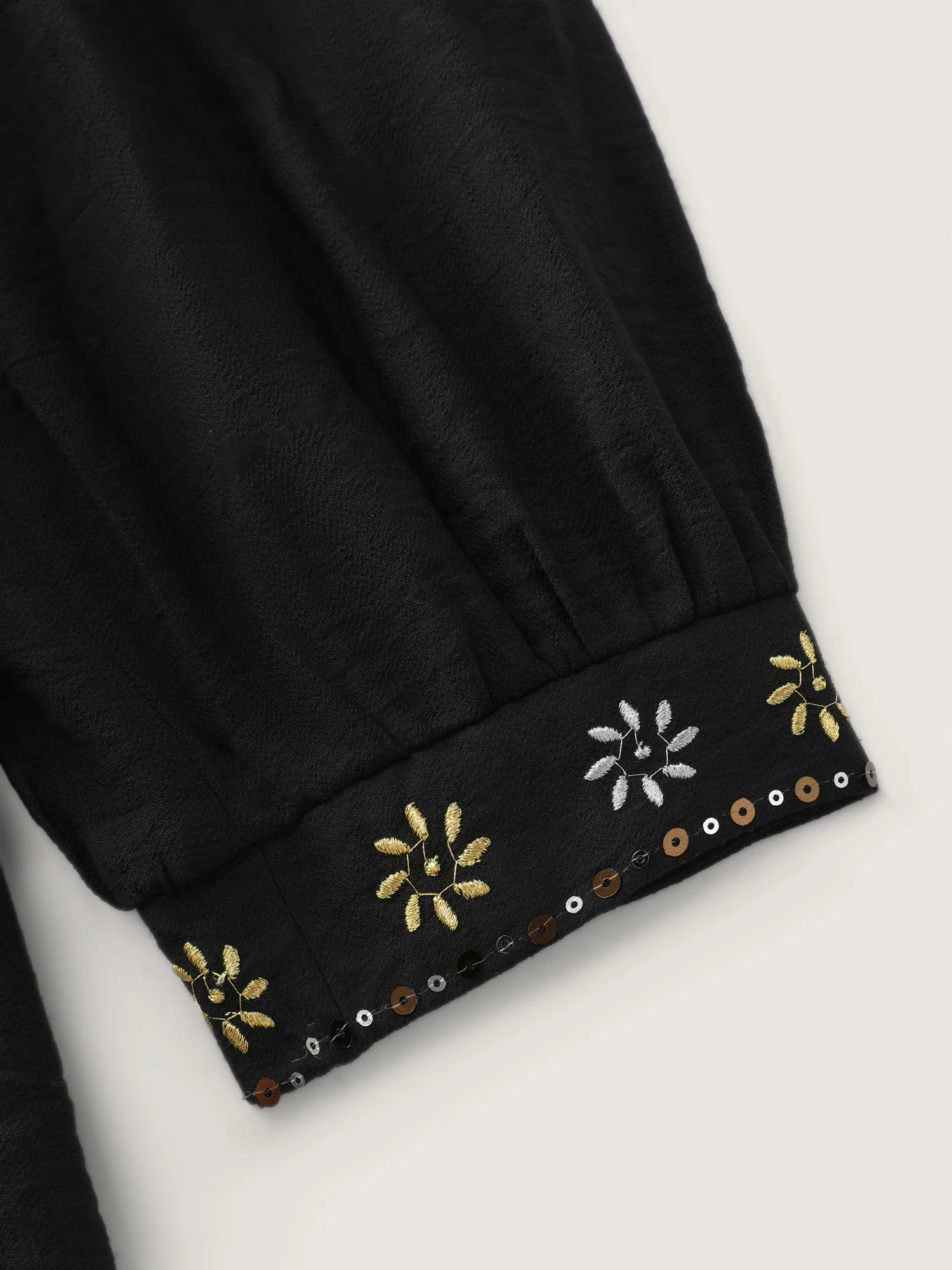 Sequin Embroidery Tassel Tie Blouse - Image 7