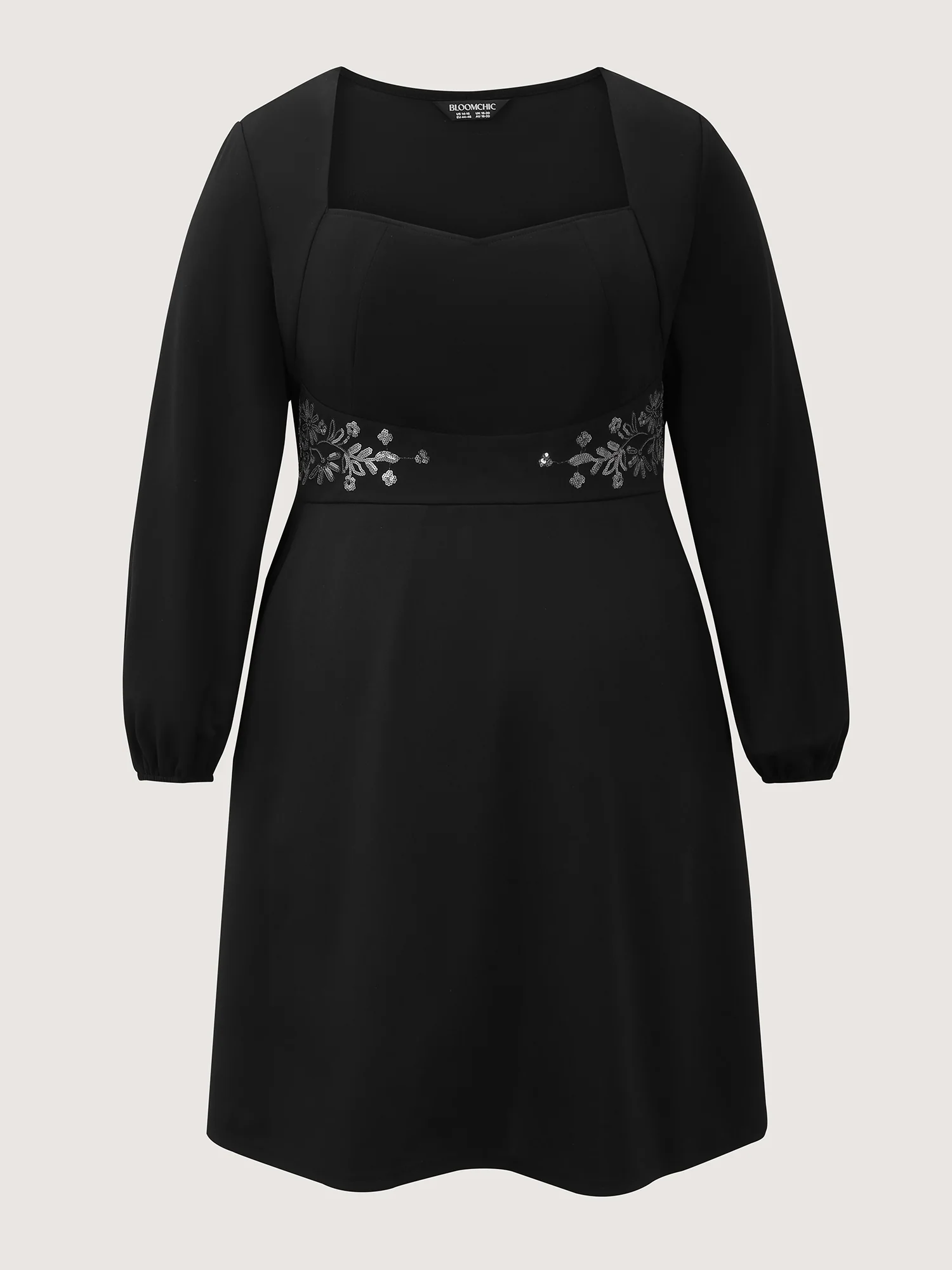 Sequin Embroidery Waist-Defining Pocket Knee Dress - Image 7