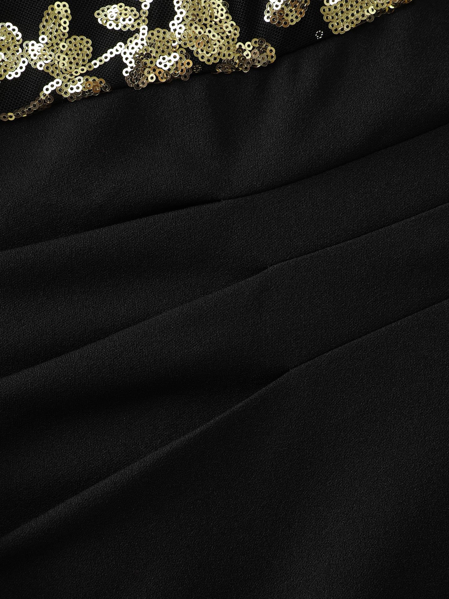 Sequin Floral Cut-Out Drapey Knee-Length Dress - Image 5