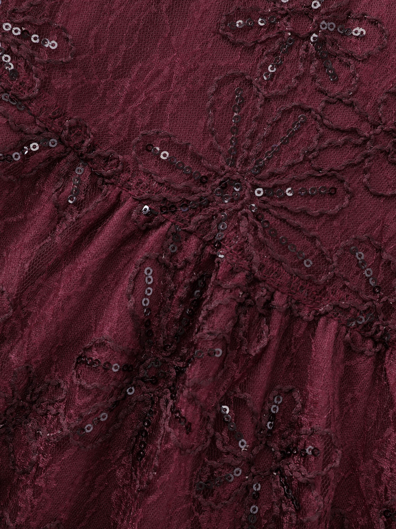 Sequin Floral Mesh Pockets Midi Dress - Image 7