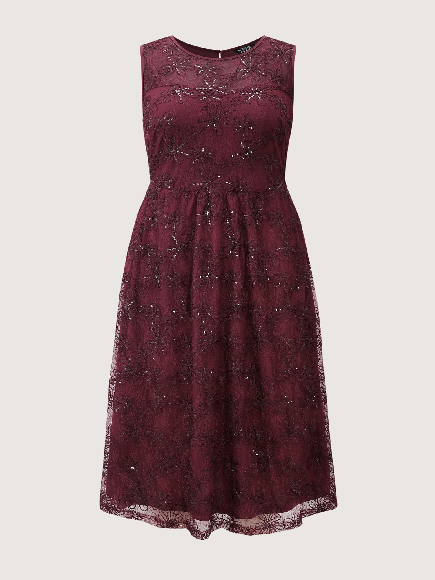 Sequin Floral Mesh Pockets Midi Dress - Image 8
