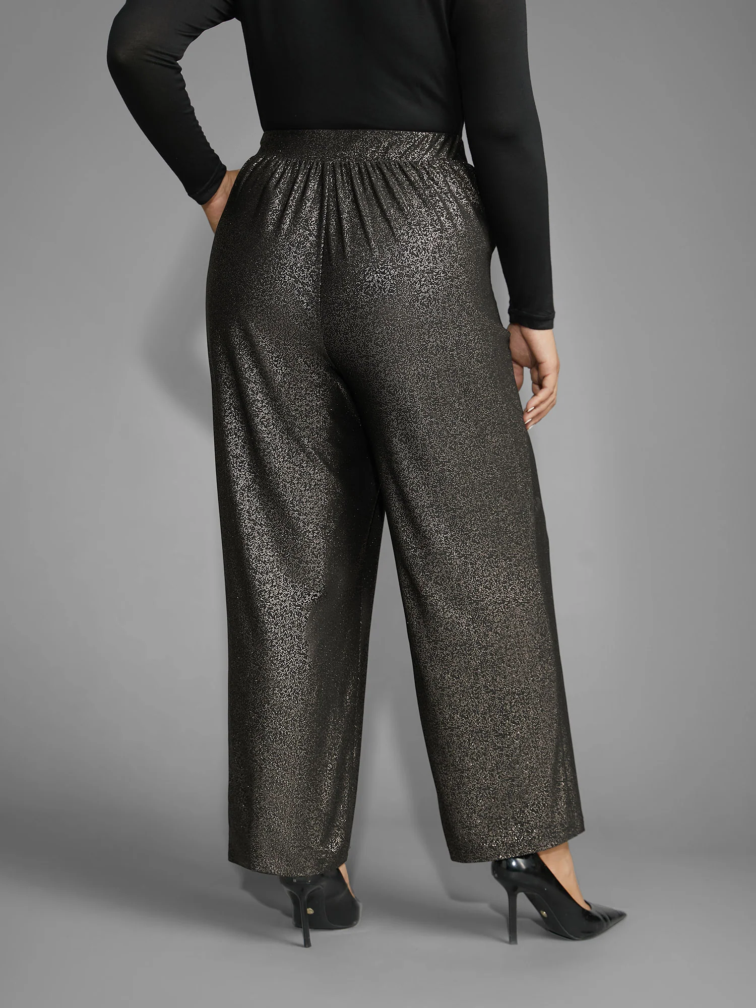 Sequin Knit Elastic Waist Holiday Pants - Image 3