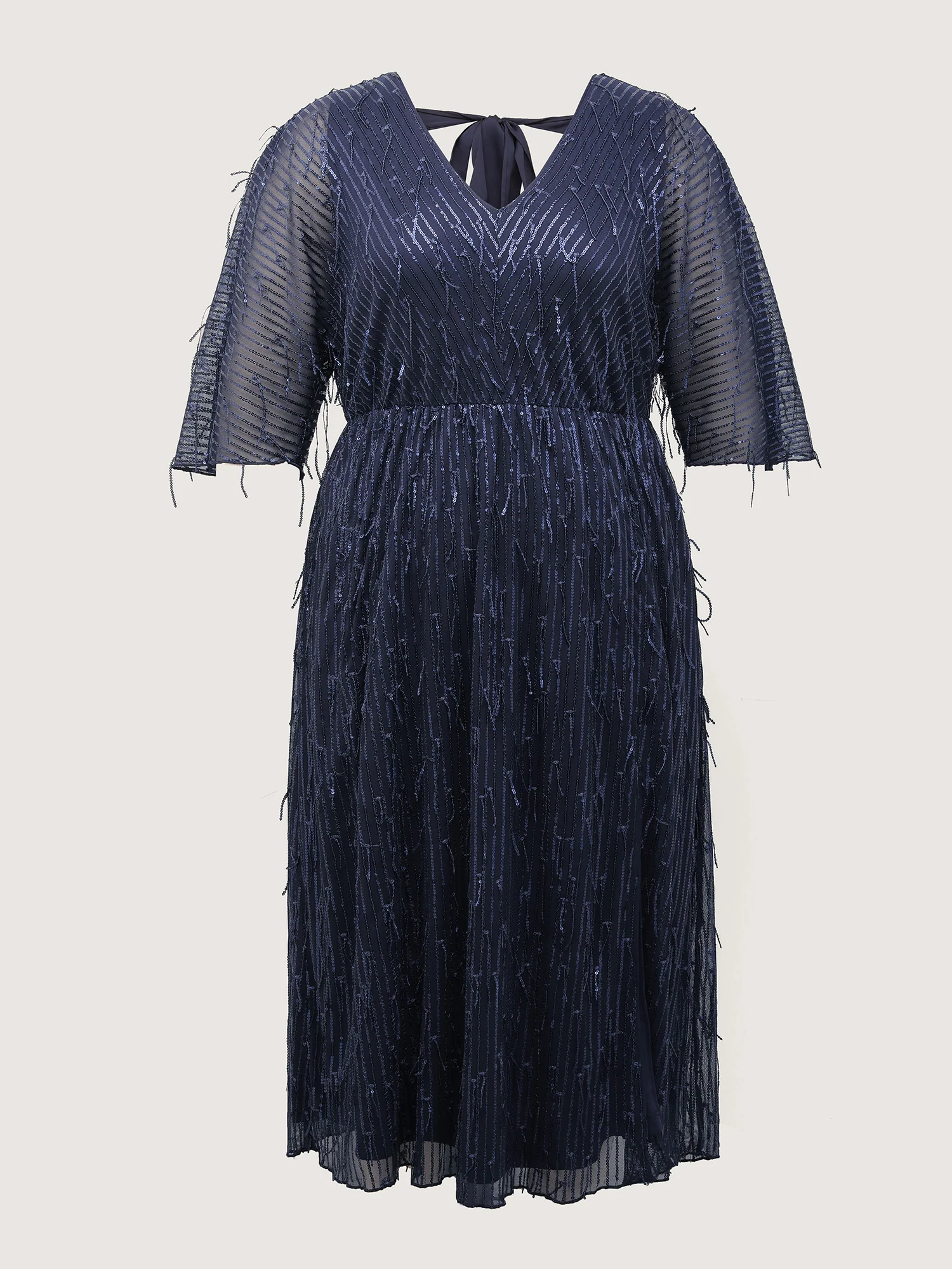 Sequin Lace High Slit Backless Maxi Dress - Image 9