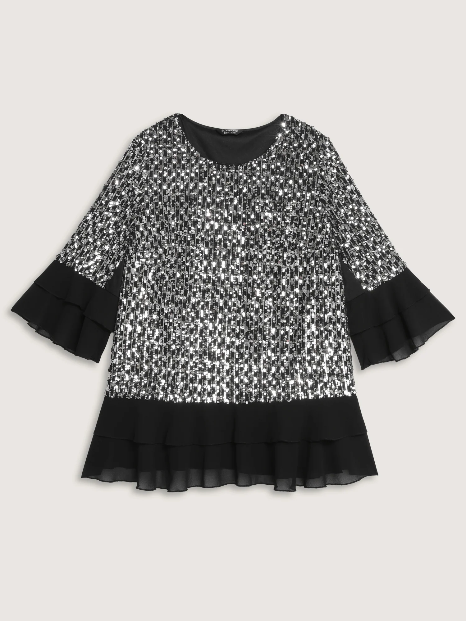 Sequin Layered Ruffled Sleeve Blouse - Image 7